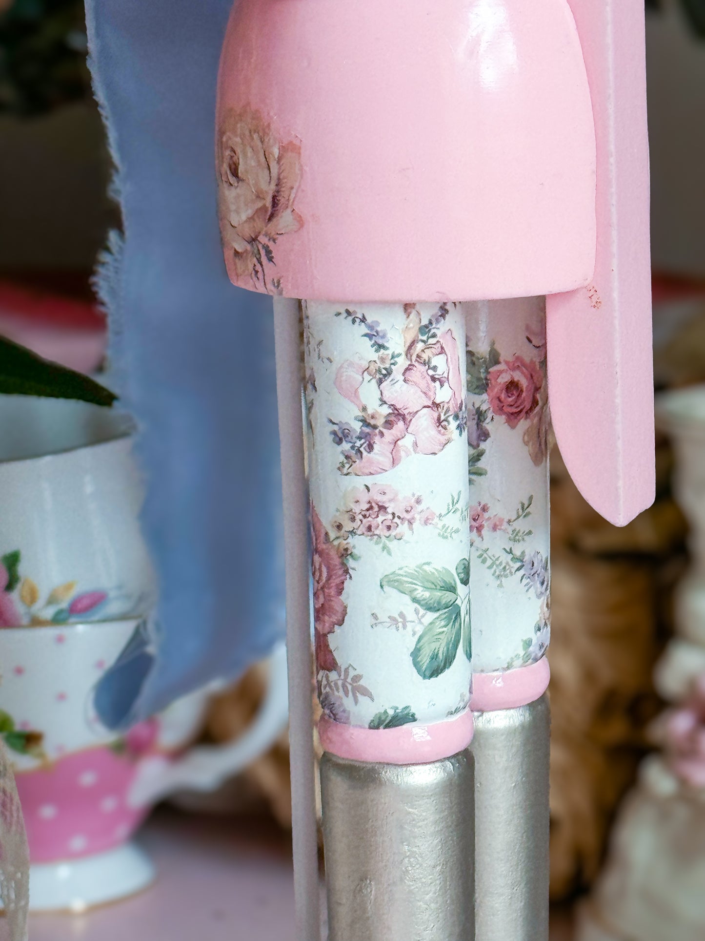 Bespoke Pink Nutcracker with Shabby Chic Floral Pants a la LoveShackFancy