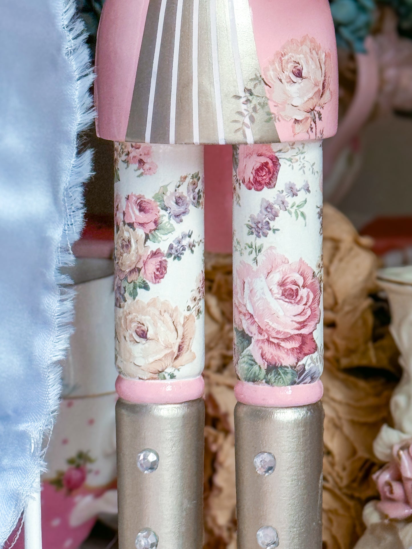 Bespoke Pink Nutcracker with Shabby Chic Floral Pants a la LoveShackFancy