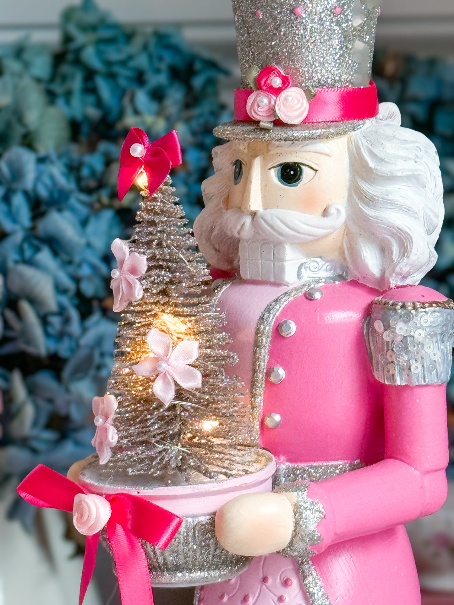 Bespoke Hand Painted Pink and Blue LED light up Nutcracker Bundle