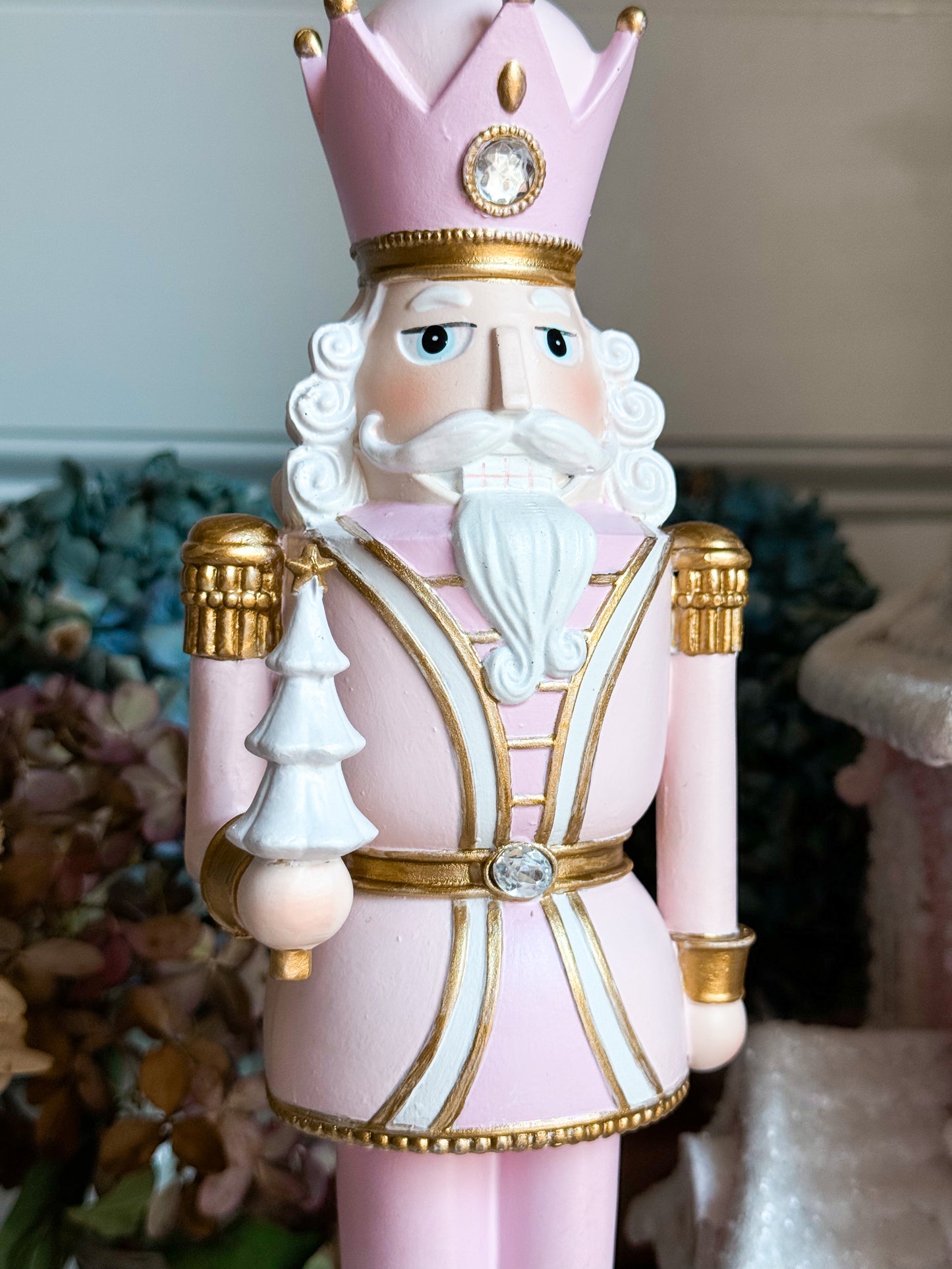 Bespoke Hand Painted Pastel Pink, White & Gold Coquette Nutcracker