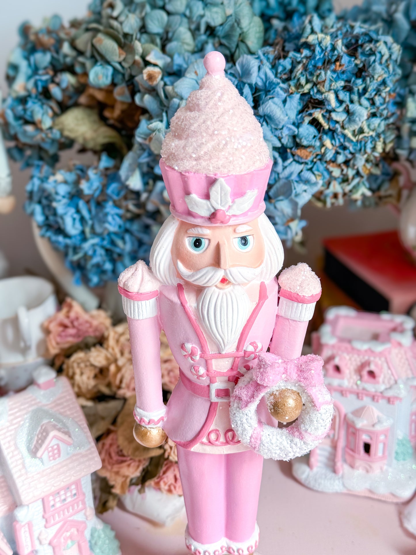 Bespoke Hand Painted Pink & White Sweet Shoppe Cupcake Nutcracker