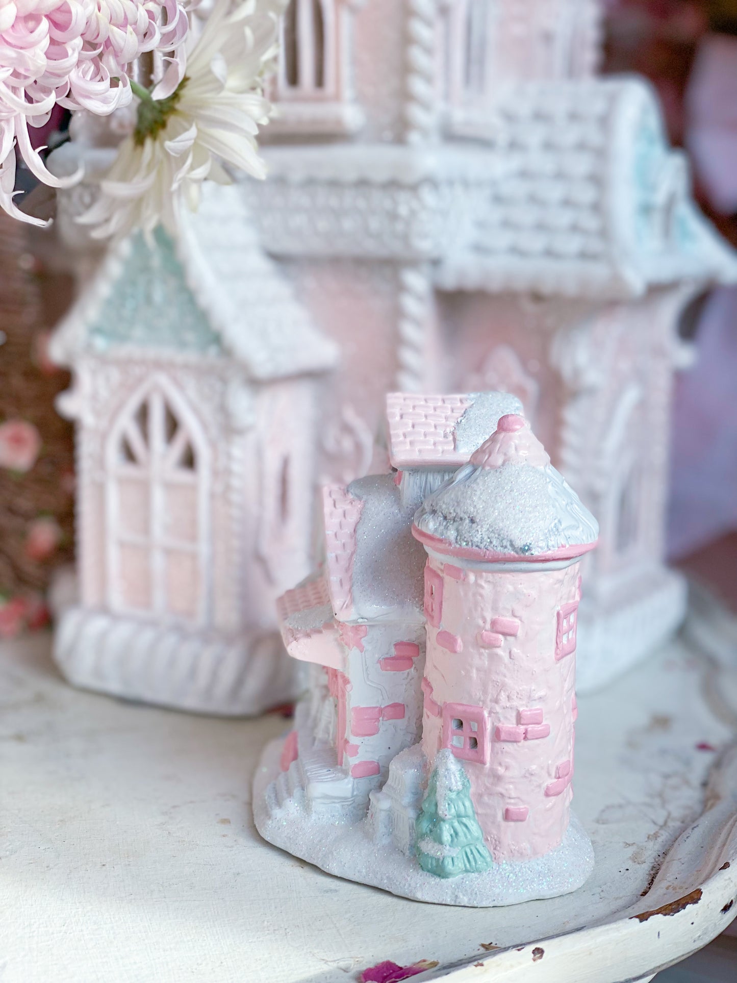 Bespoke Pink and White Petite Christmas Village Millhouse Pre-order