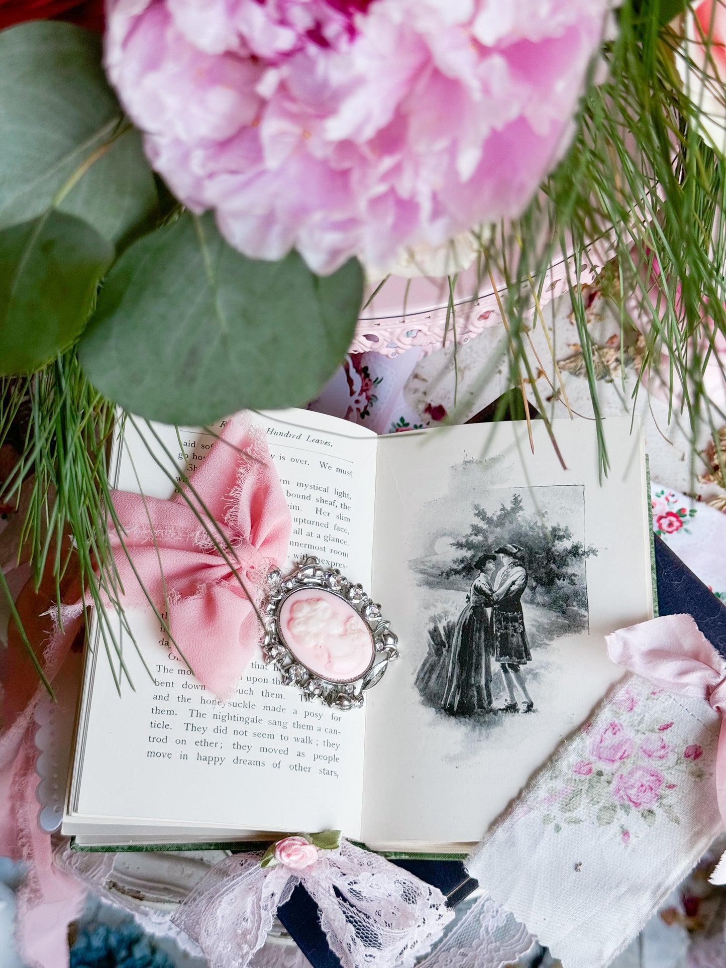 A Rose of A Hundred Leaves with Pink Rose Wreath Garland; First Edition