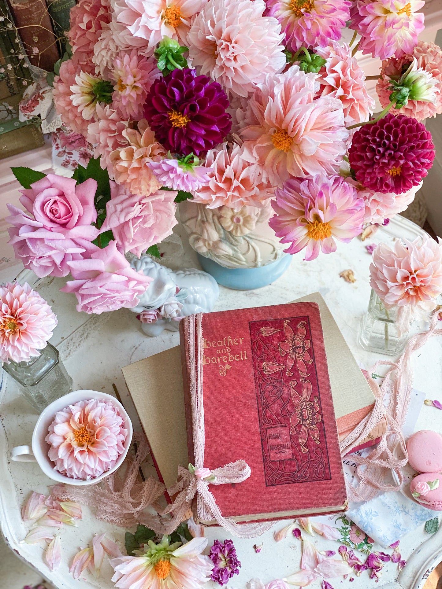 Rosa Vintage Heidekraut und Glockenblumen