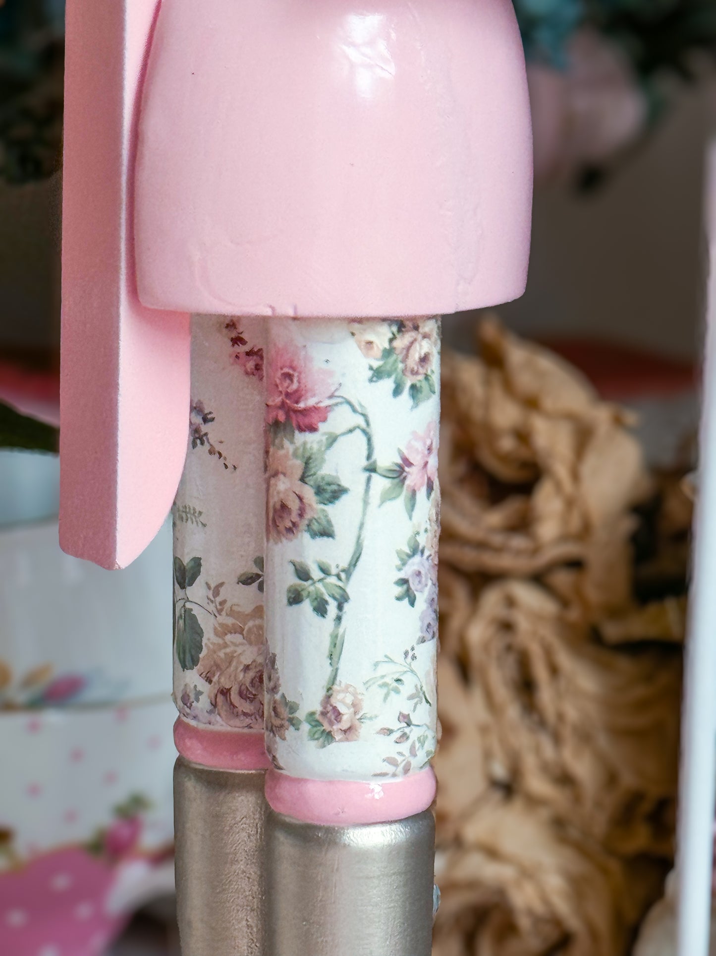 Bespoke Pink Nutcracker with Shabby Chic Floral Pants a la LoveShackFancy