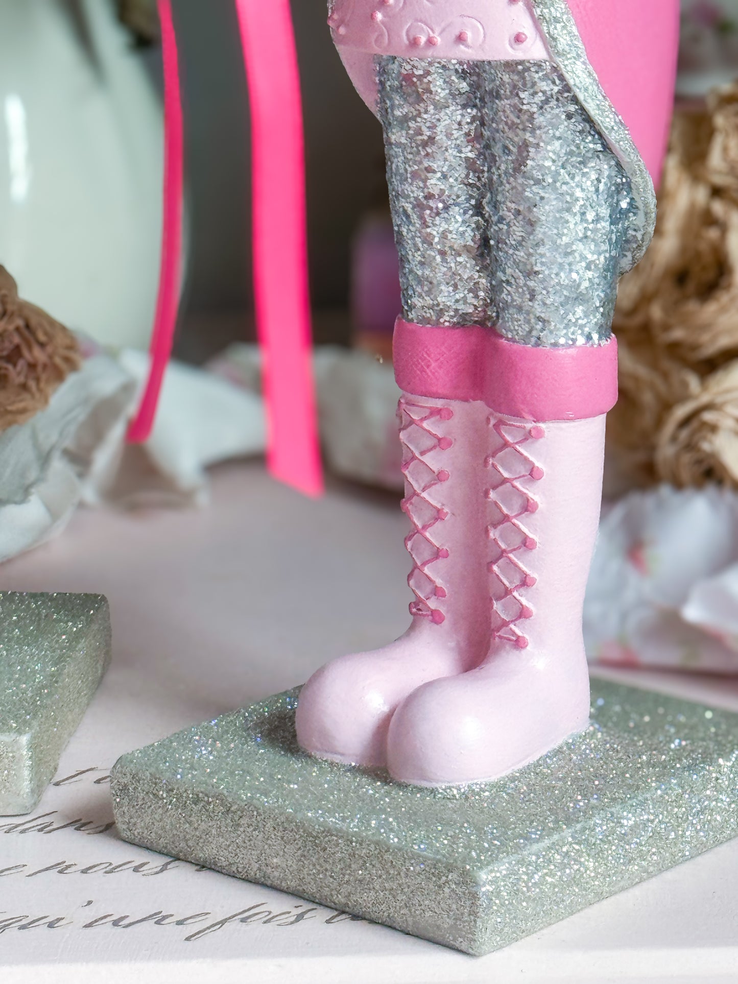 Bespoke Hand Painted Pink and Blue LED light up Nutcracker Bundle