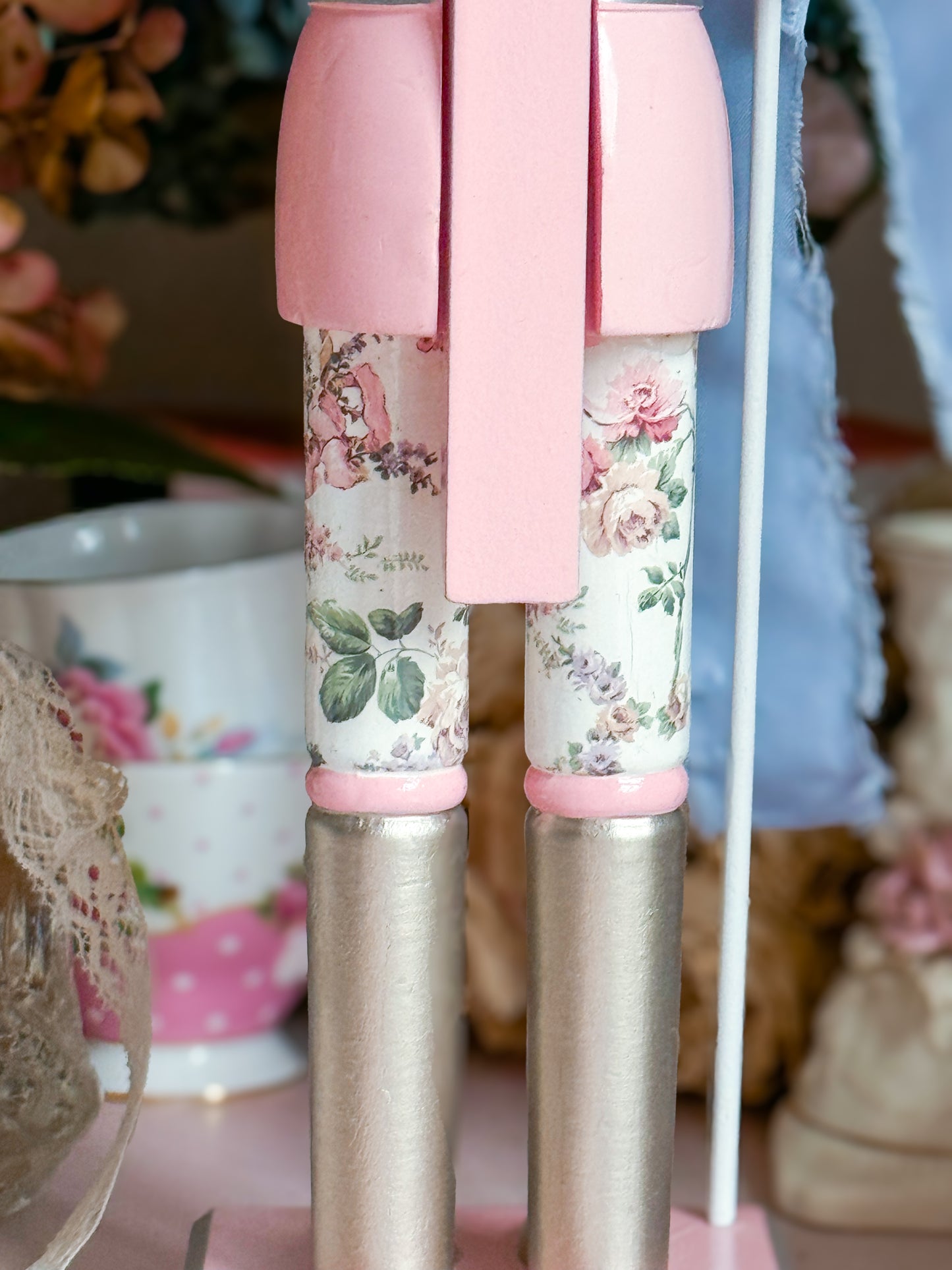 Bespoke Pink Nutcracker with Shabby Chic Floral Pants a la LoveShackFancy