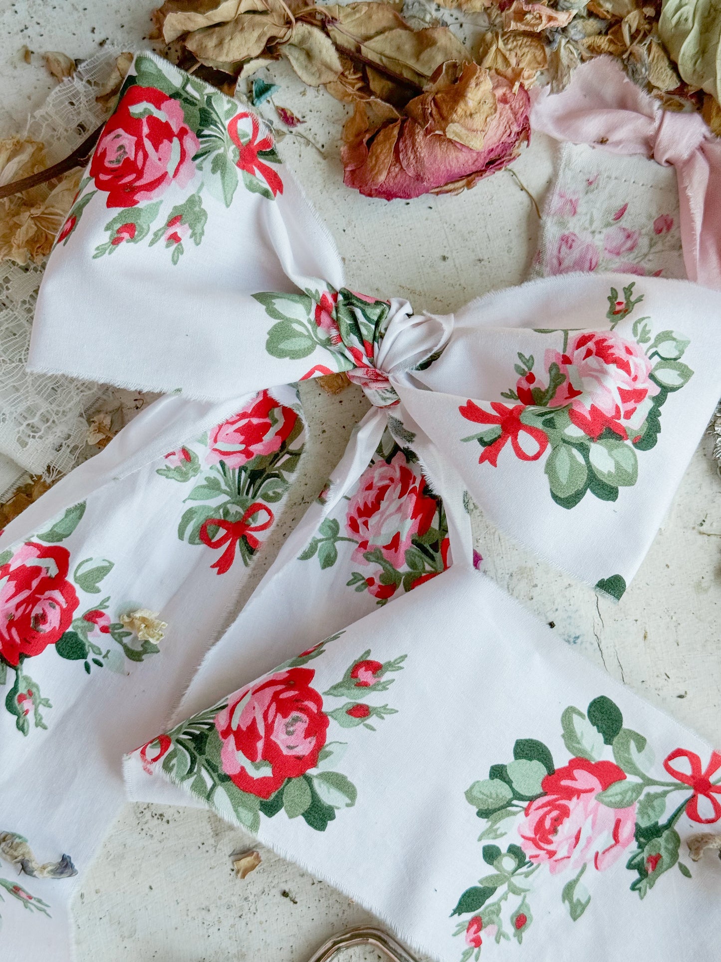 Valentine’s Day Pastel Pink & White Vintage Rose Bow Bundle: Two Designs