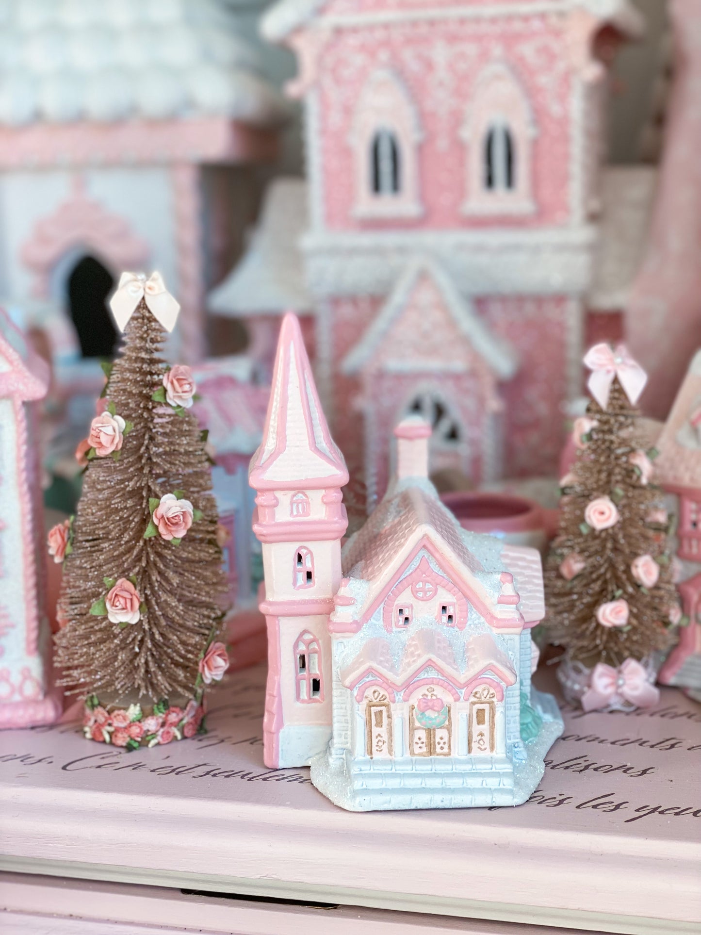 Bespoke Pastel Pink and White Petite Christmas English Cathedral