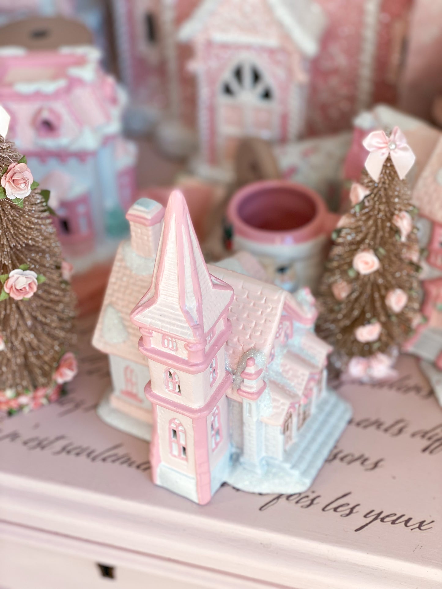 Bespoke Pastel Pink and White Petite Christmas English Cathedral