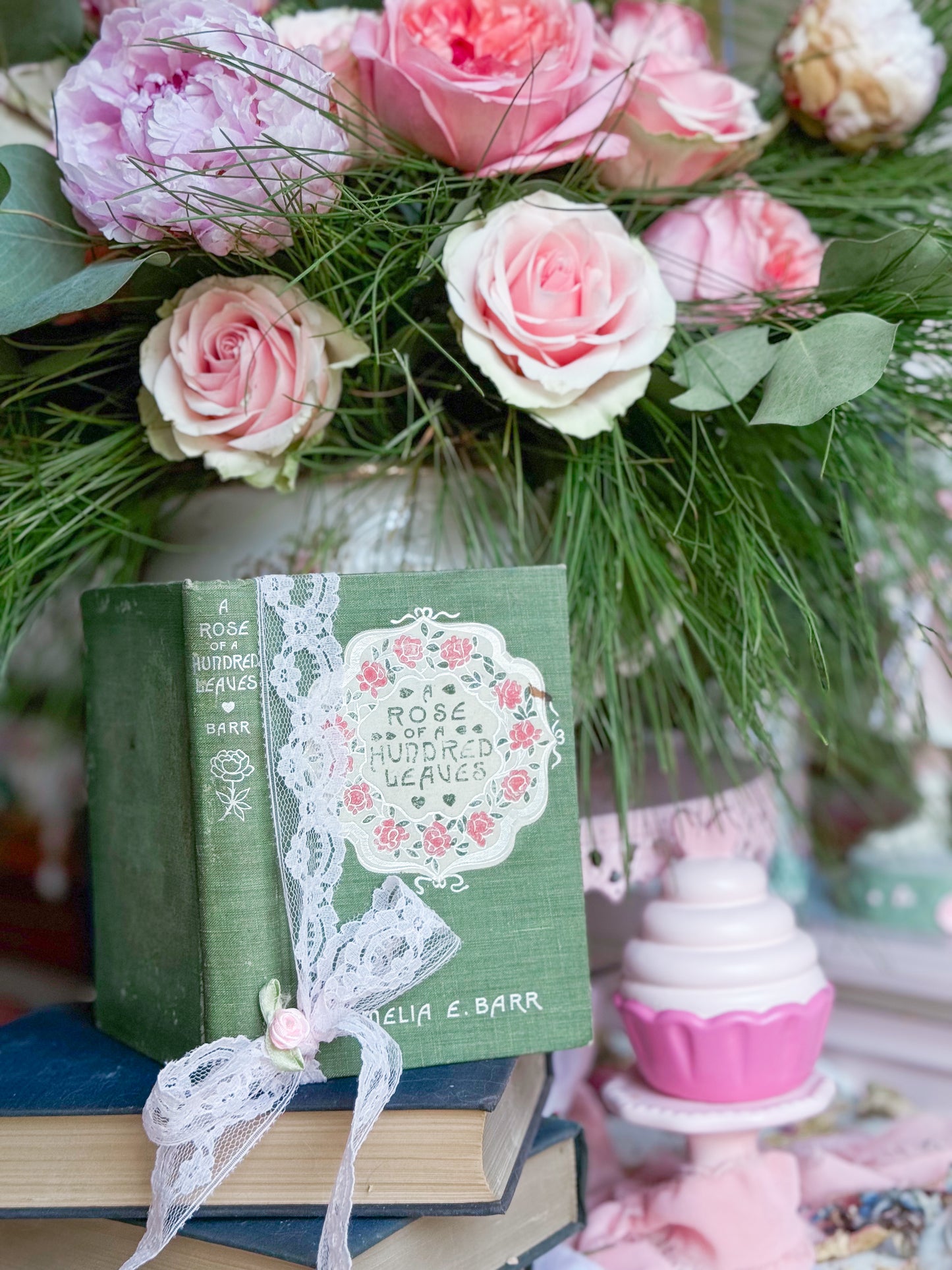 A Rose of A Hundred Leaves with Pink Rose Wreath Garland; First Edition