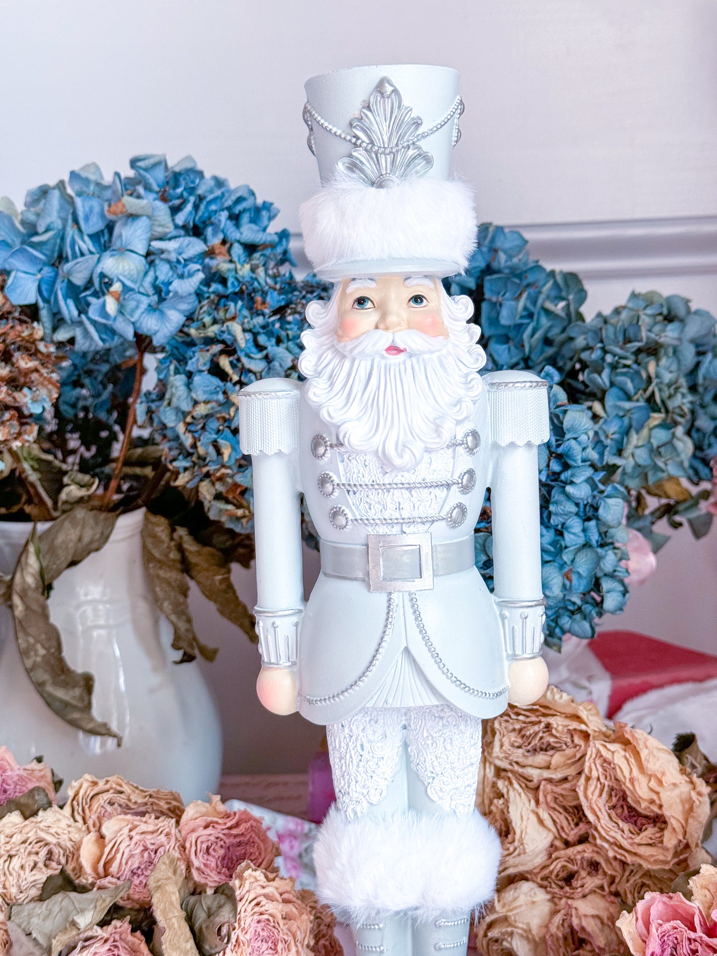 Pastel Blue and Grey Nutcracker with Cossack Hat