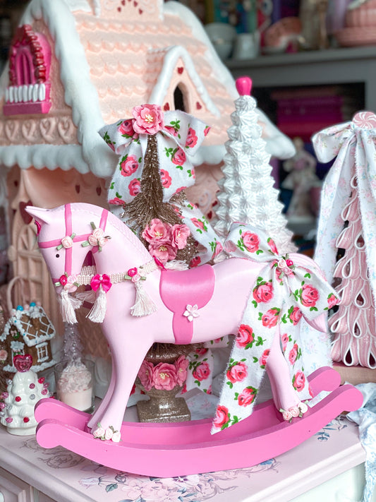 Bespoke Pink Shabby Chic Hand Painted Rocking Horse