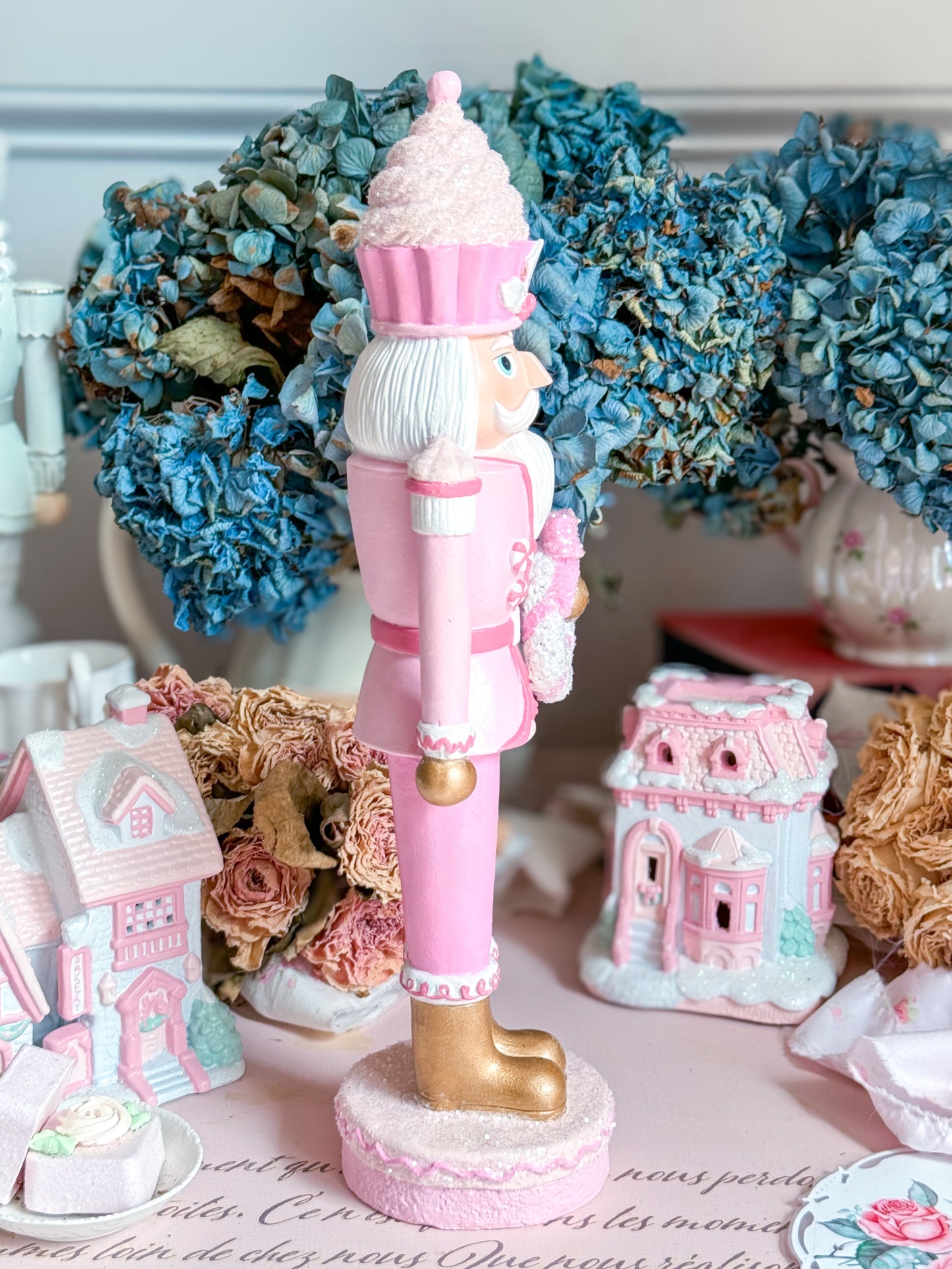 Bespoke Hand Painted Pink & White Sweet Shoppe Cupcake Nutcracker