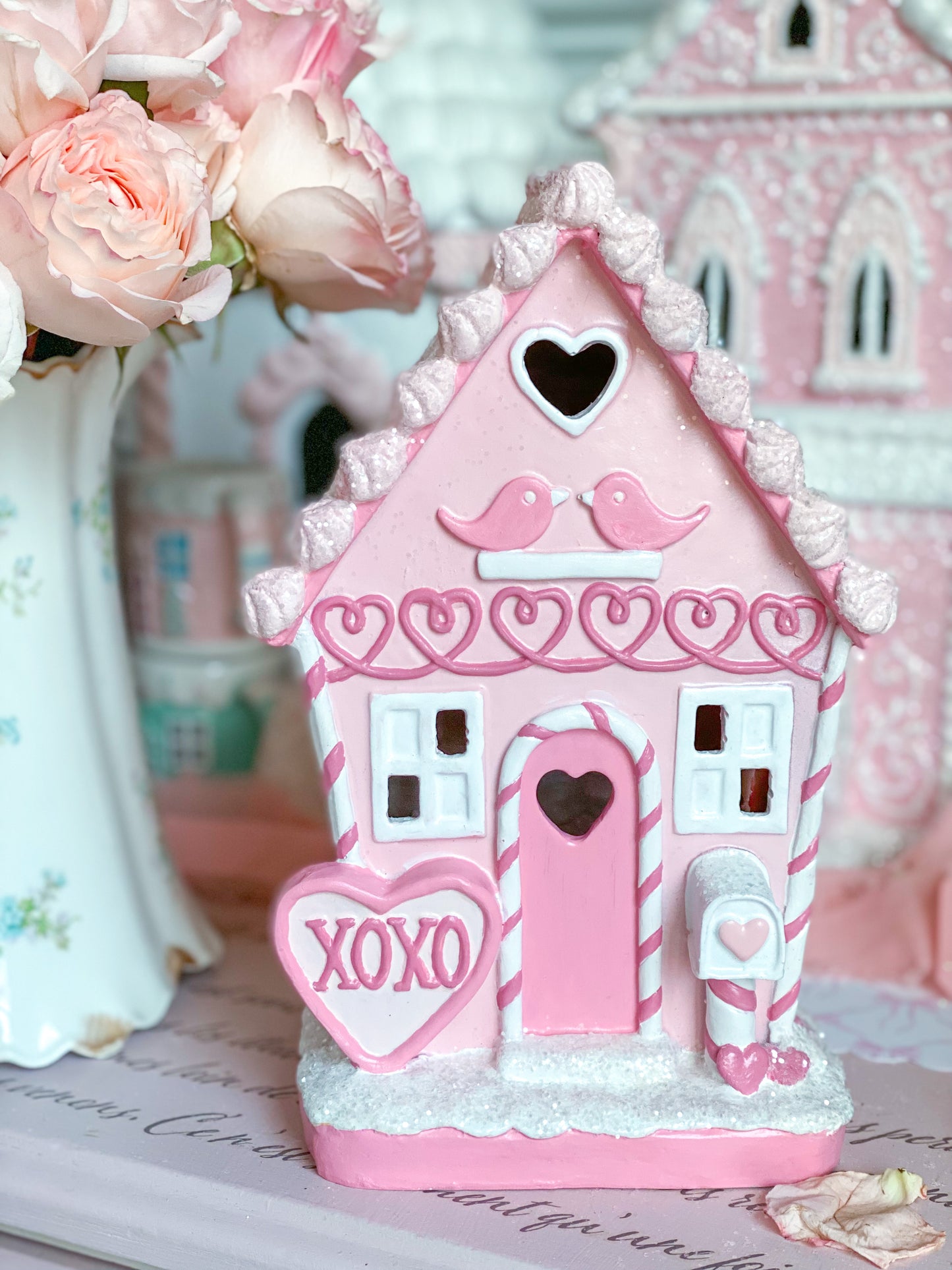 Bespoke Pastel Pink Hand Painted LED light up Valentine’s Day House