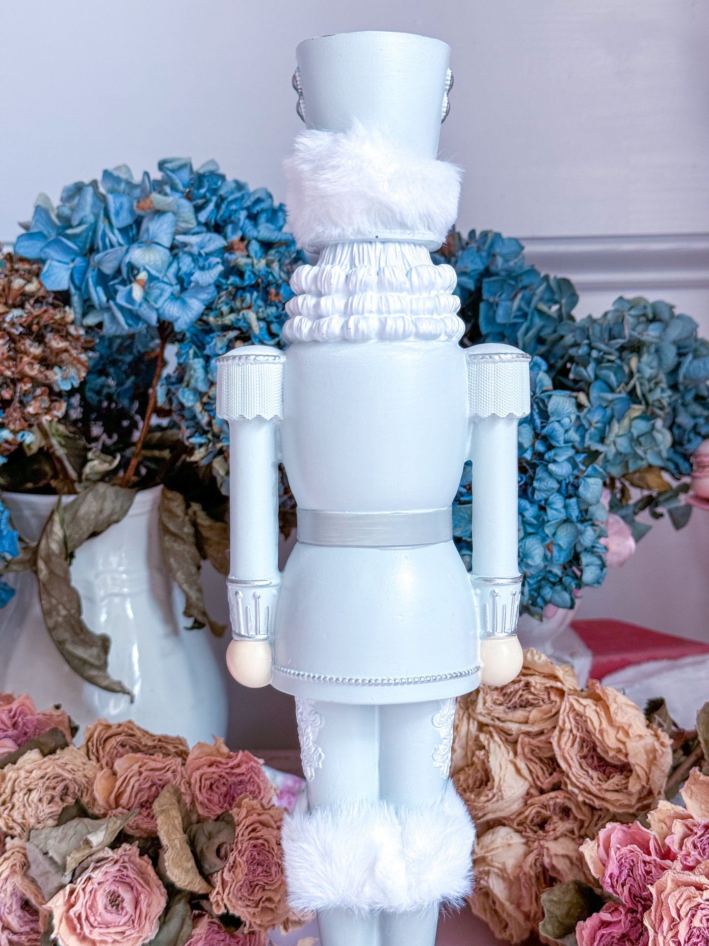 Pastel Blue and Grey Nutcracker with Cossack Hat