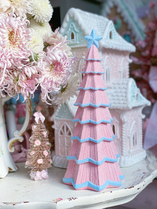 Bespoke Pink and Blue Hand Painted Glitter Tree