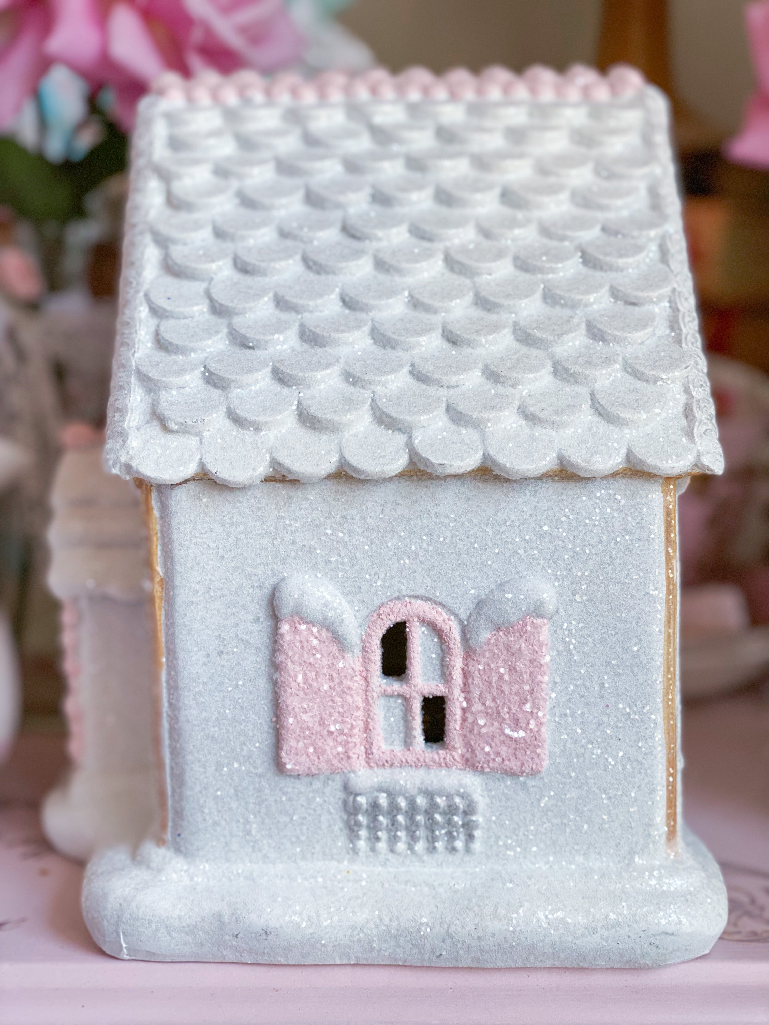 RARE - 15 Inches Tall - Pink Pastel - Light-up Gingerbread popular House - Brand New