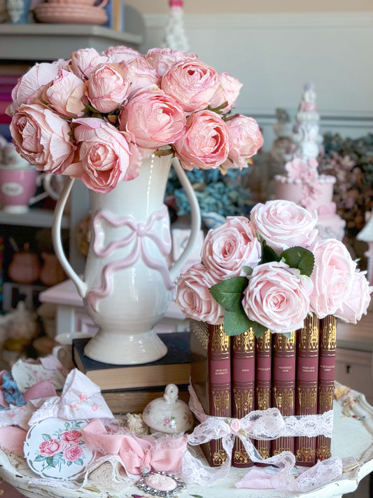 Pink and White Bow Vase