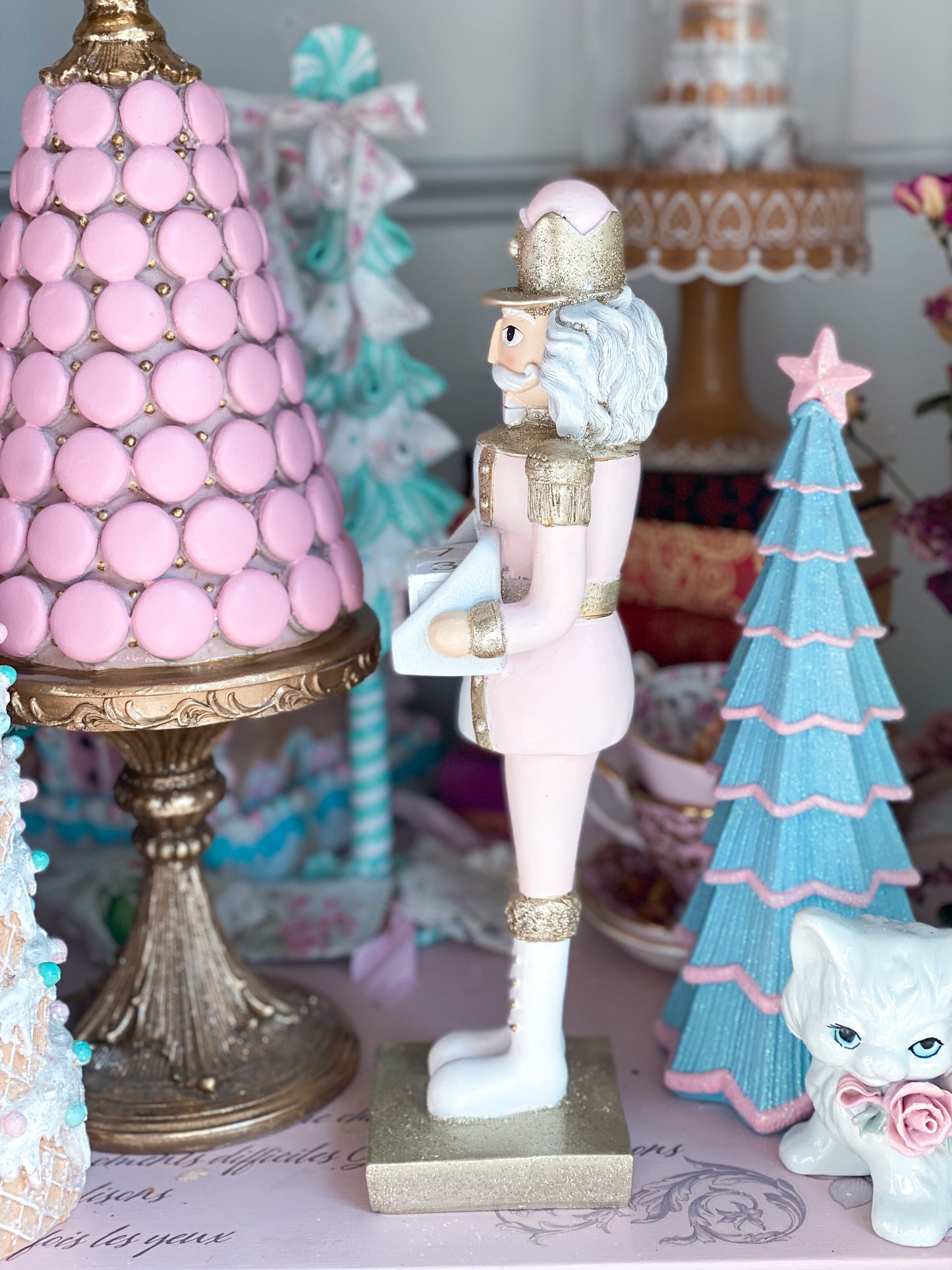Bespoke Pink, White and Gold Countdown to Christmas Nutcracker