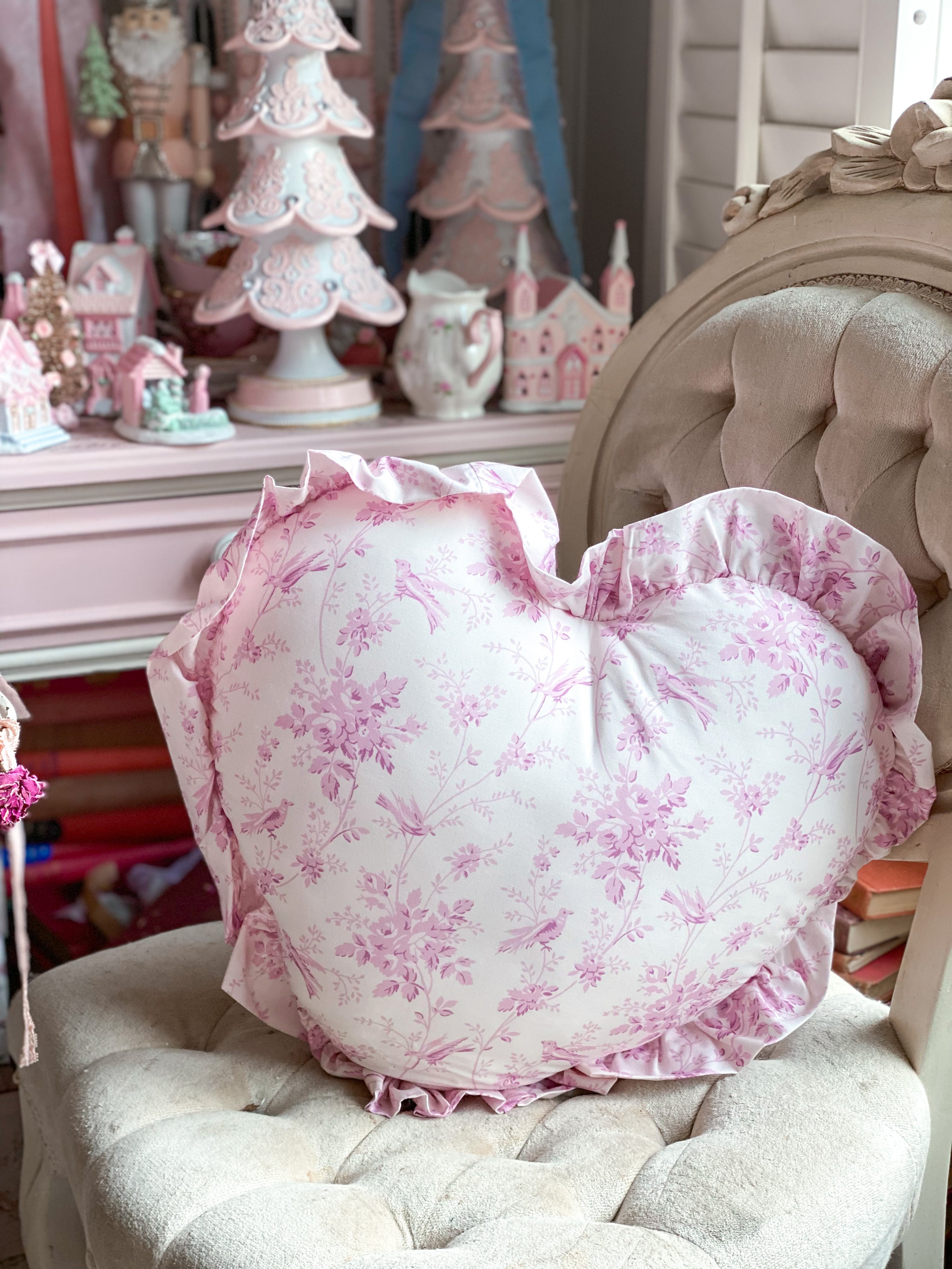 NEW Shabby Chic Valentine’s Day Pink Heart Pillow purchases SET