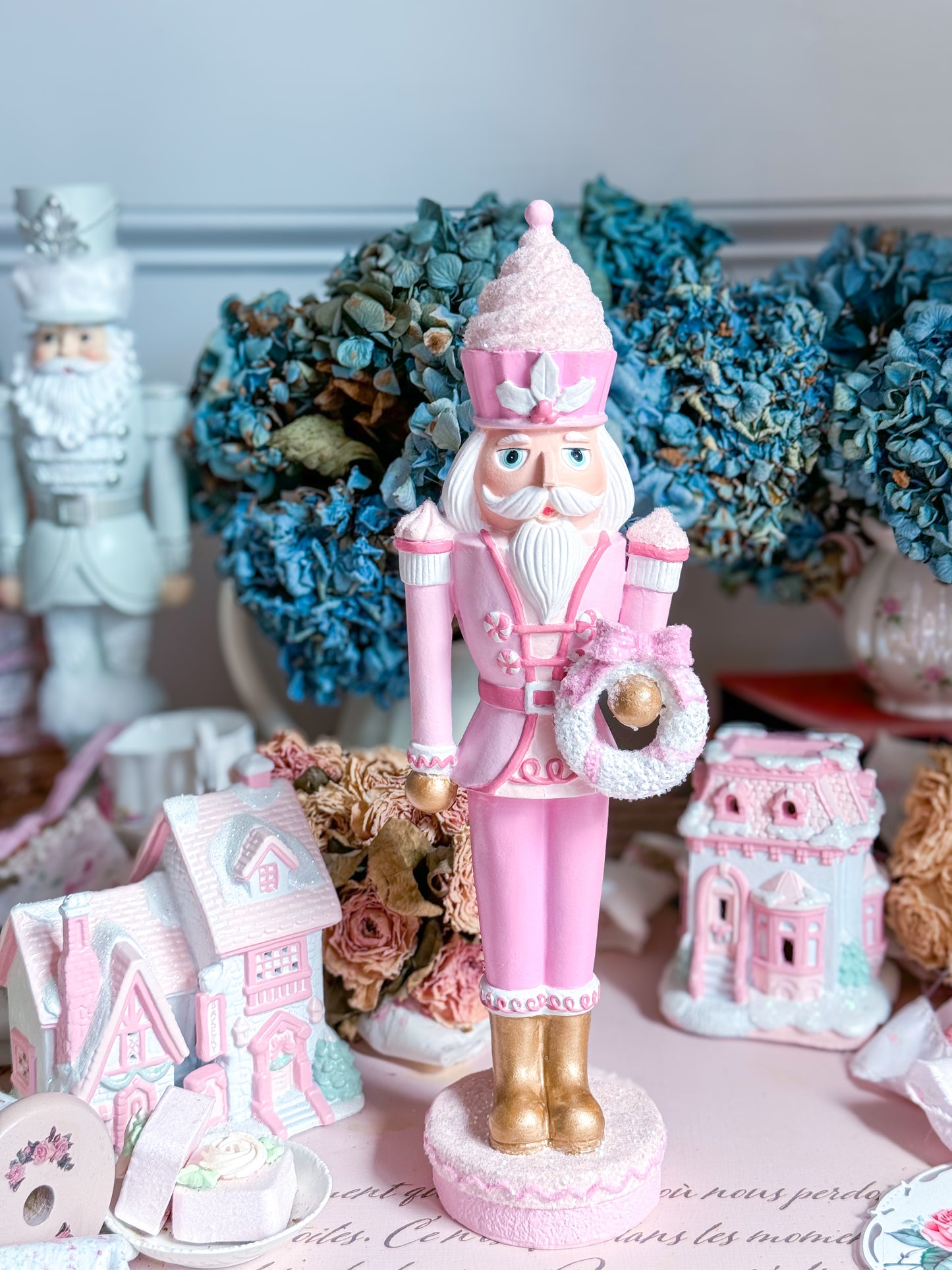 Bespoke Hand Painted Pink & White Sweet Shoppe Cupcake Nutcracker