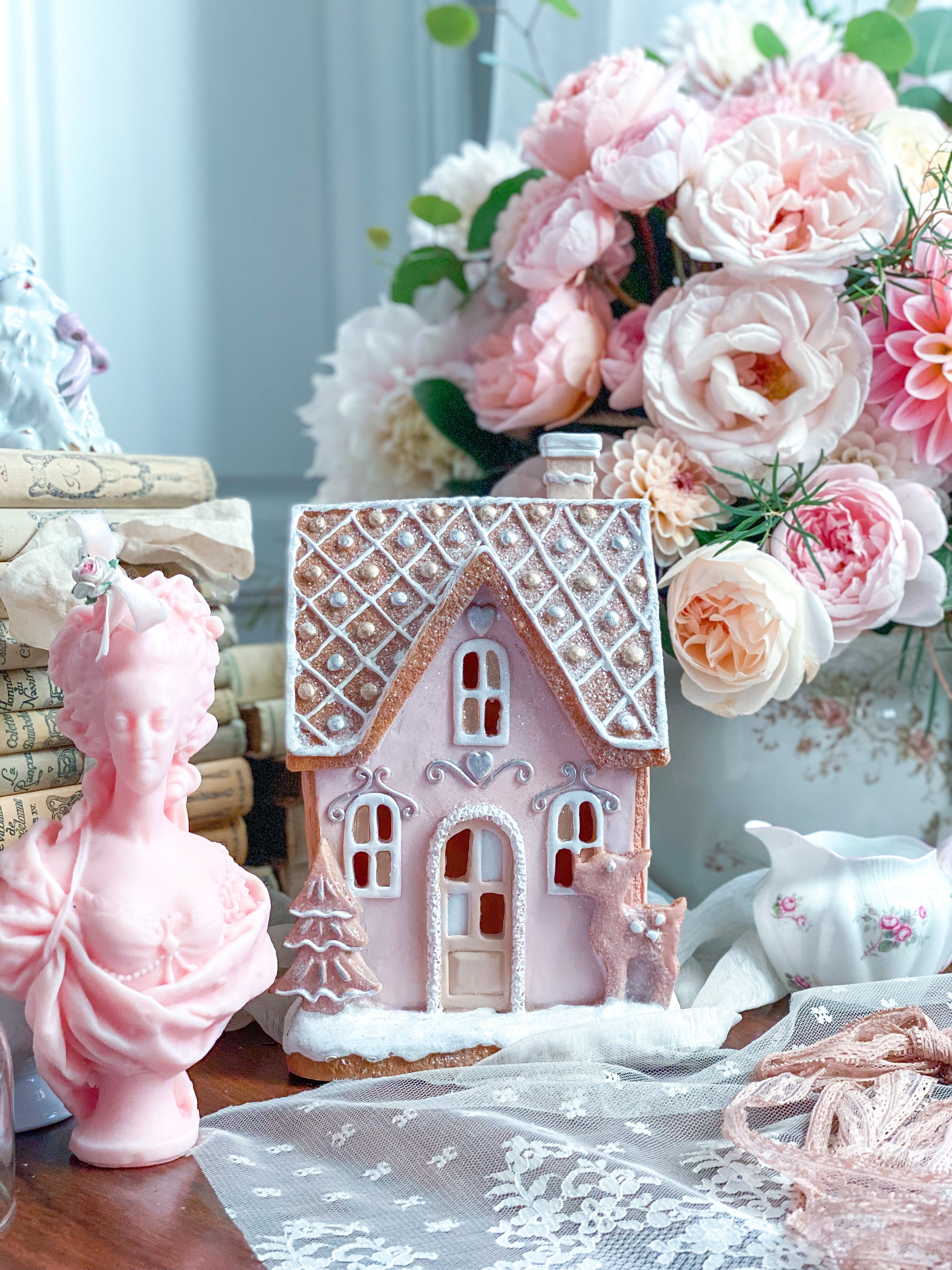 Pastel Pink Gingerbread Light Up deals House