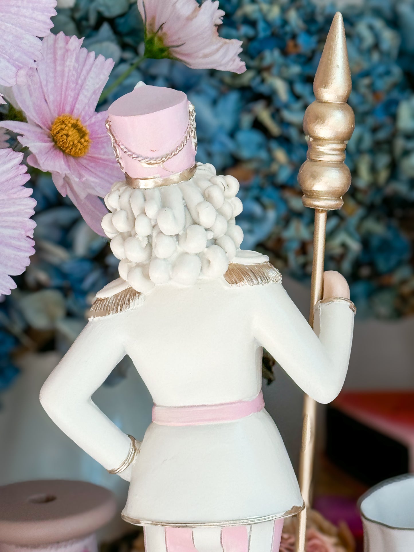 Pastel Pink, White and Gold Coquette Nutcracker Figurine