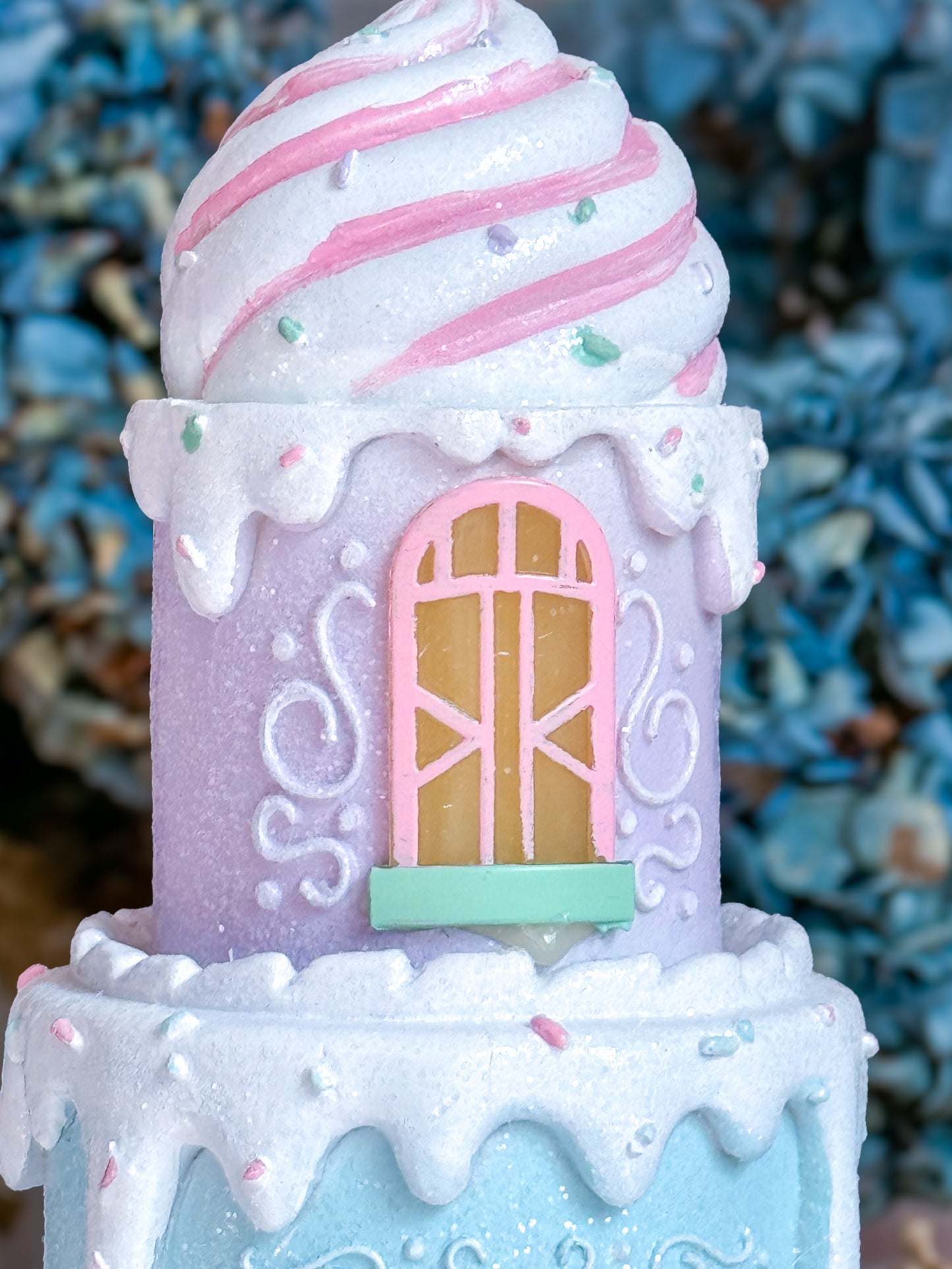 Pastel Pink, Green, Purple & Blue LED Light up Christmas Cake Gingerbread House