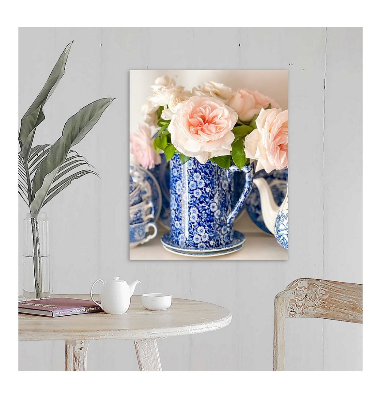 Roses in Blue Chintz Gallery Wrapped Canvas