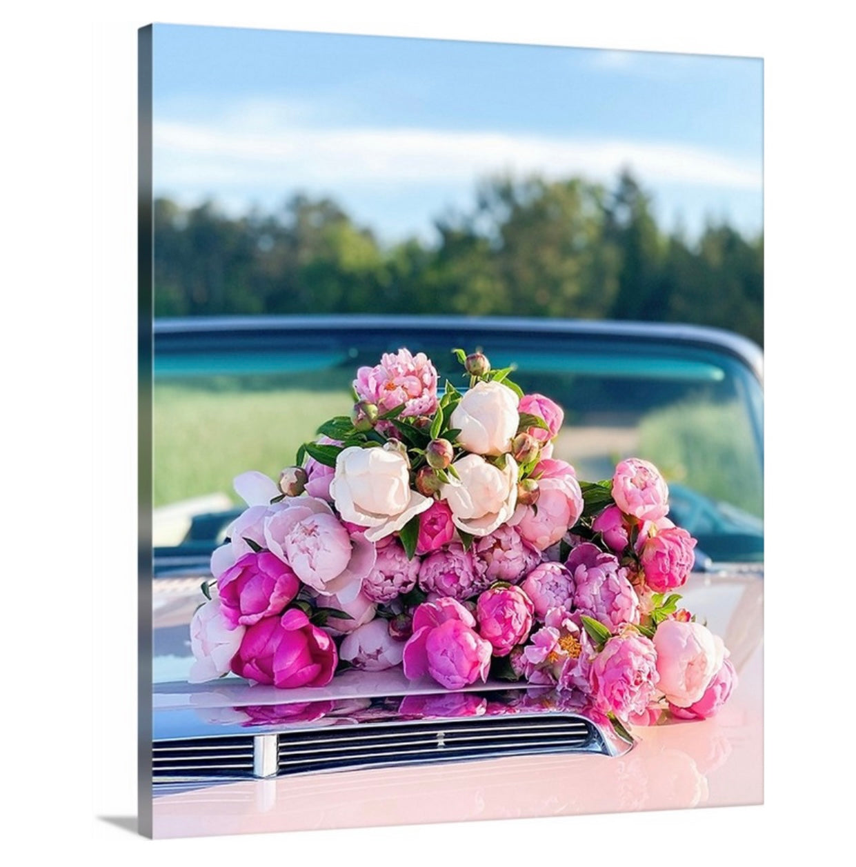 Pink Peonies and Thunderbird Gallery Wrapped Canvas