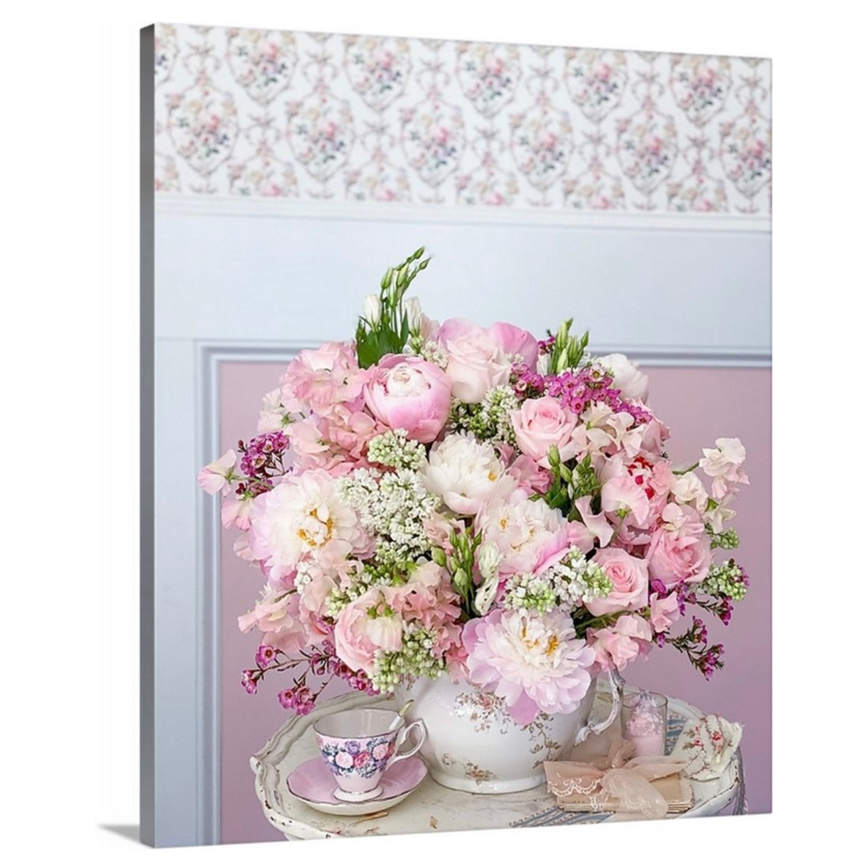 Large Pink Floral Arrangement Gallery Wrapped Canvas
