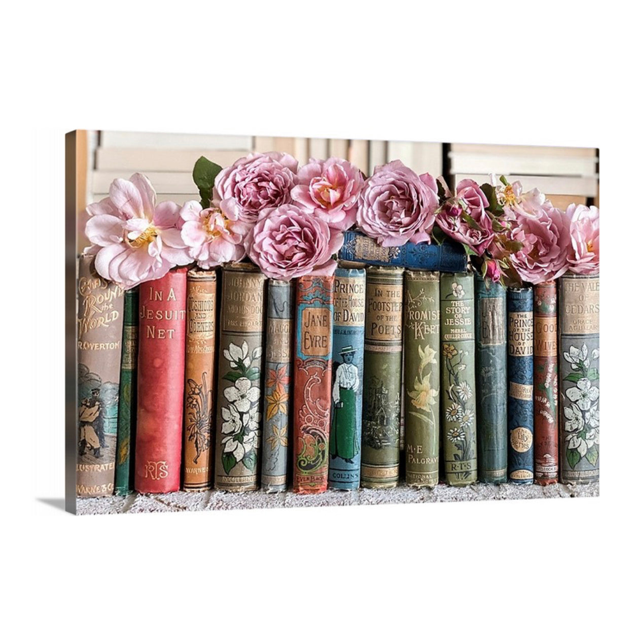 Vintage Book Spines Gallery Wrapped Canvas