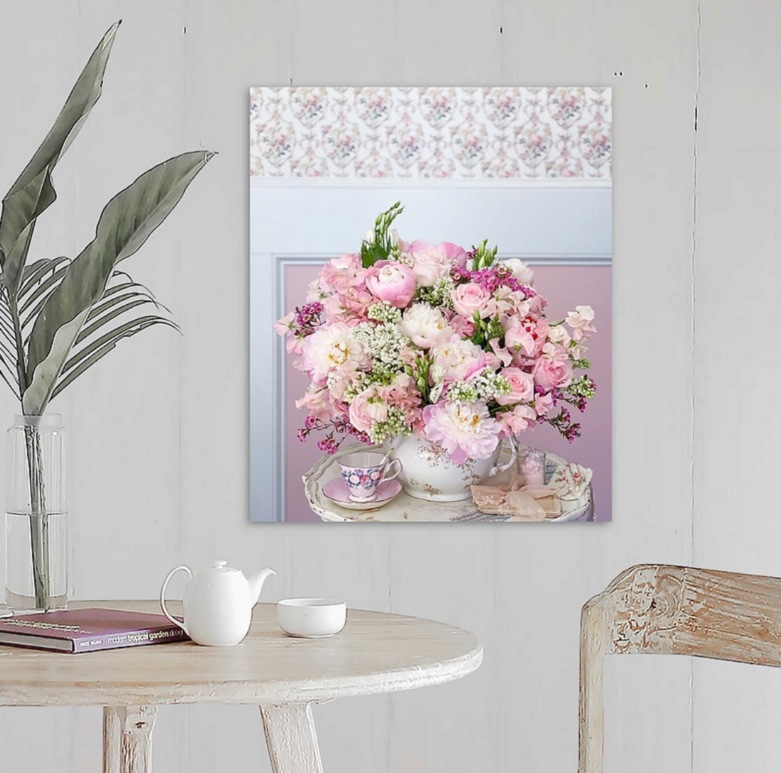 Large Pink Floral Arrangement Gallery Wrapped Canvas