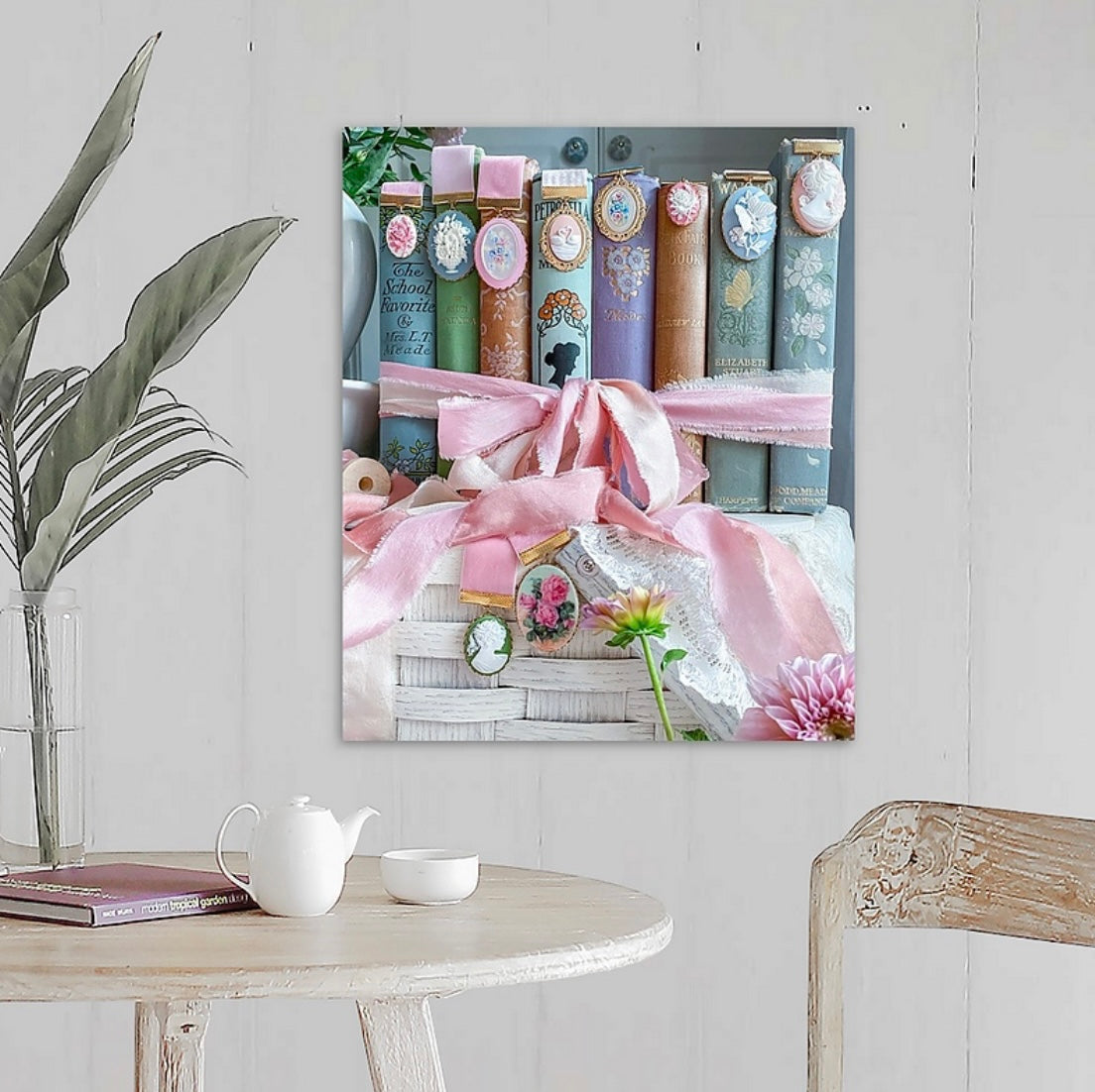 Pastel Vintage Books Gallery Wrapped Canvas