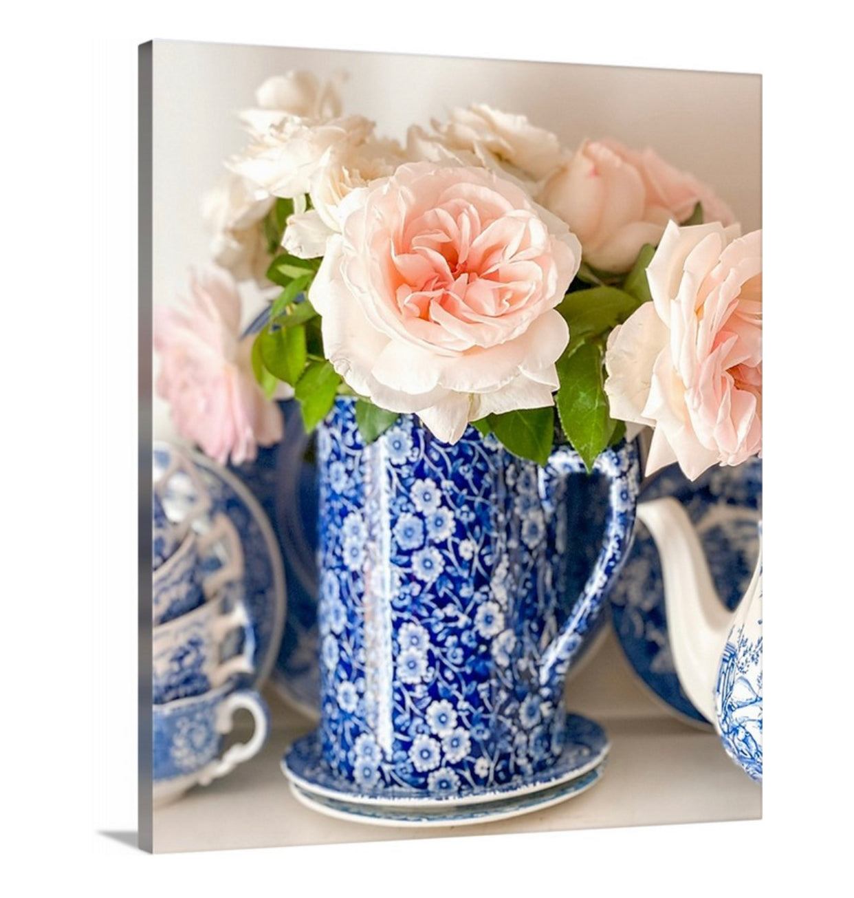 Roses in Blue Chintz Gallery Wrapped Canvas