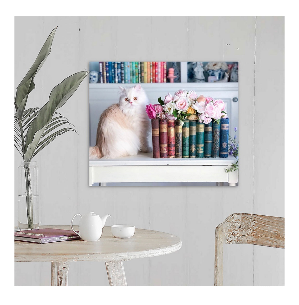 Cat with Victorian Poetry Books Gallery Wrapped Canvas