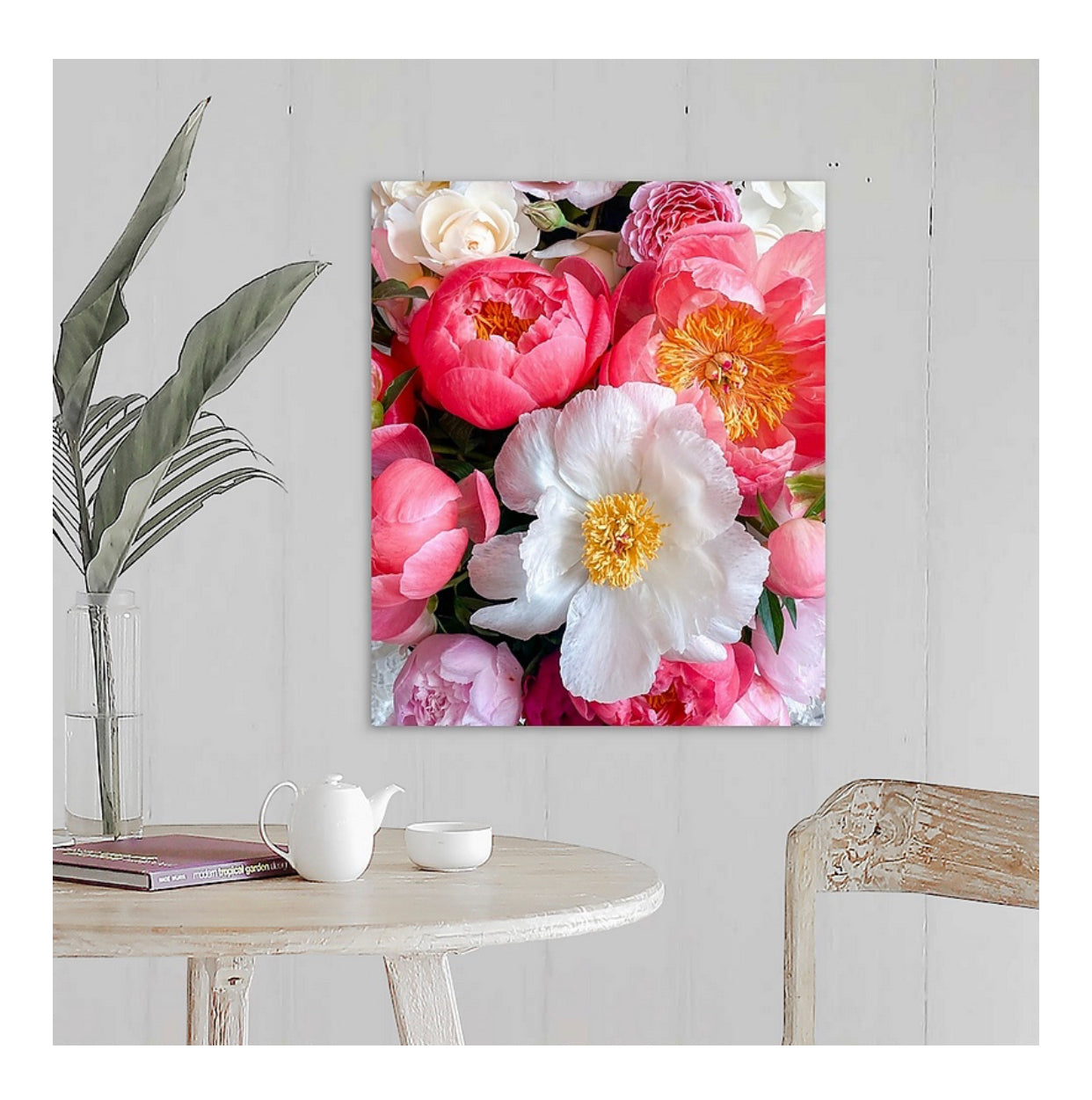 White and Pink Peonies Gallery Wrapped Canvas