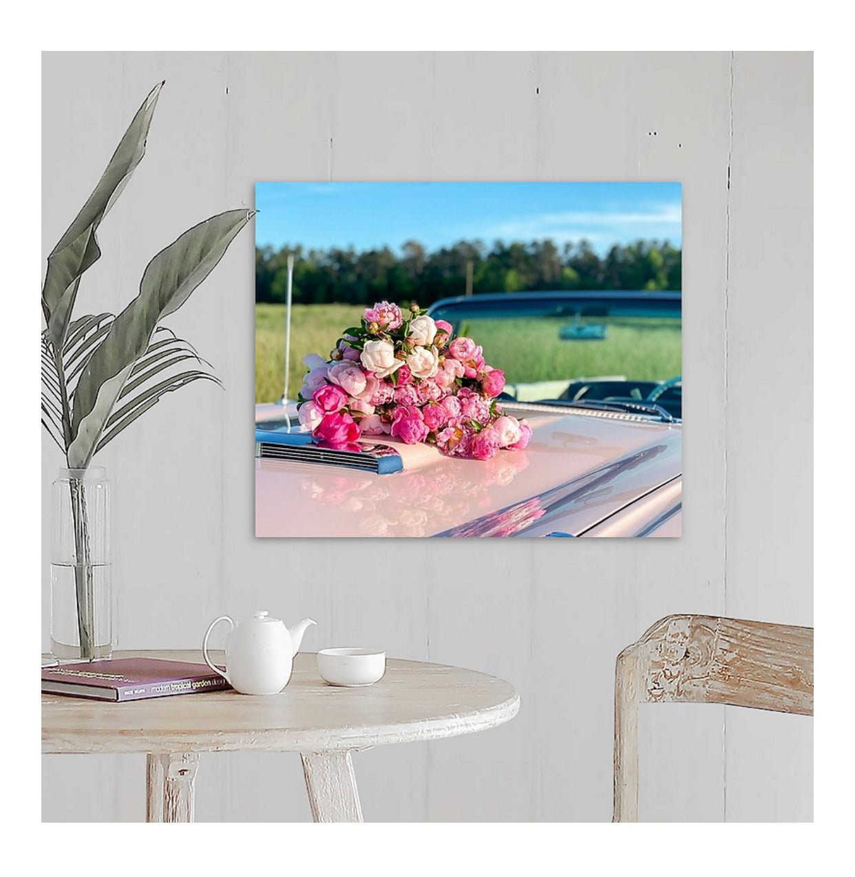 Peonies on Pink Classic Car Gallery Wrapped Canvas