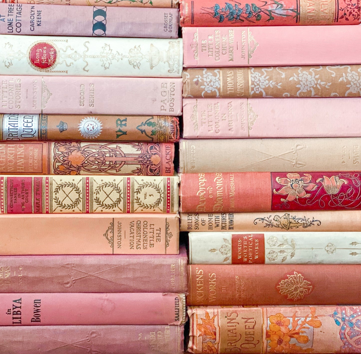Pink Vintage Book Spines Gallery Wrapped Canvas