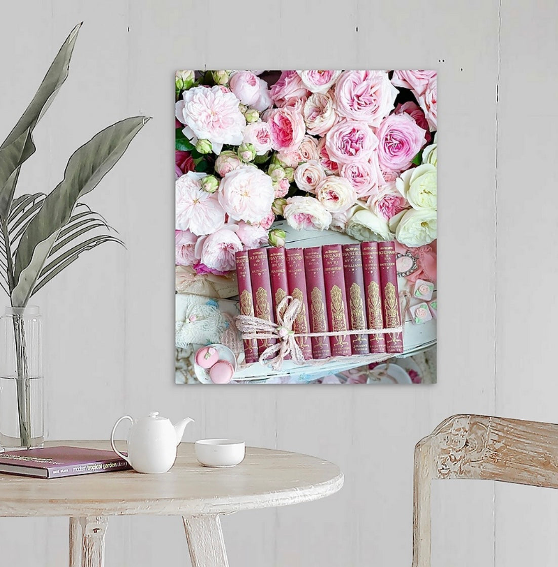 Master Musician's Books und Pink Roses Gallery Wrapped Canvas