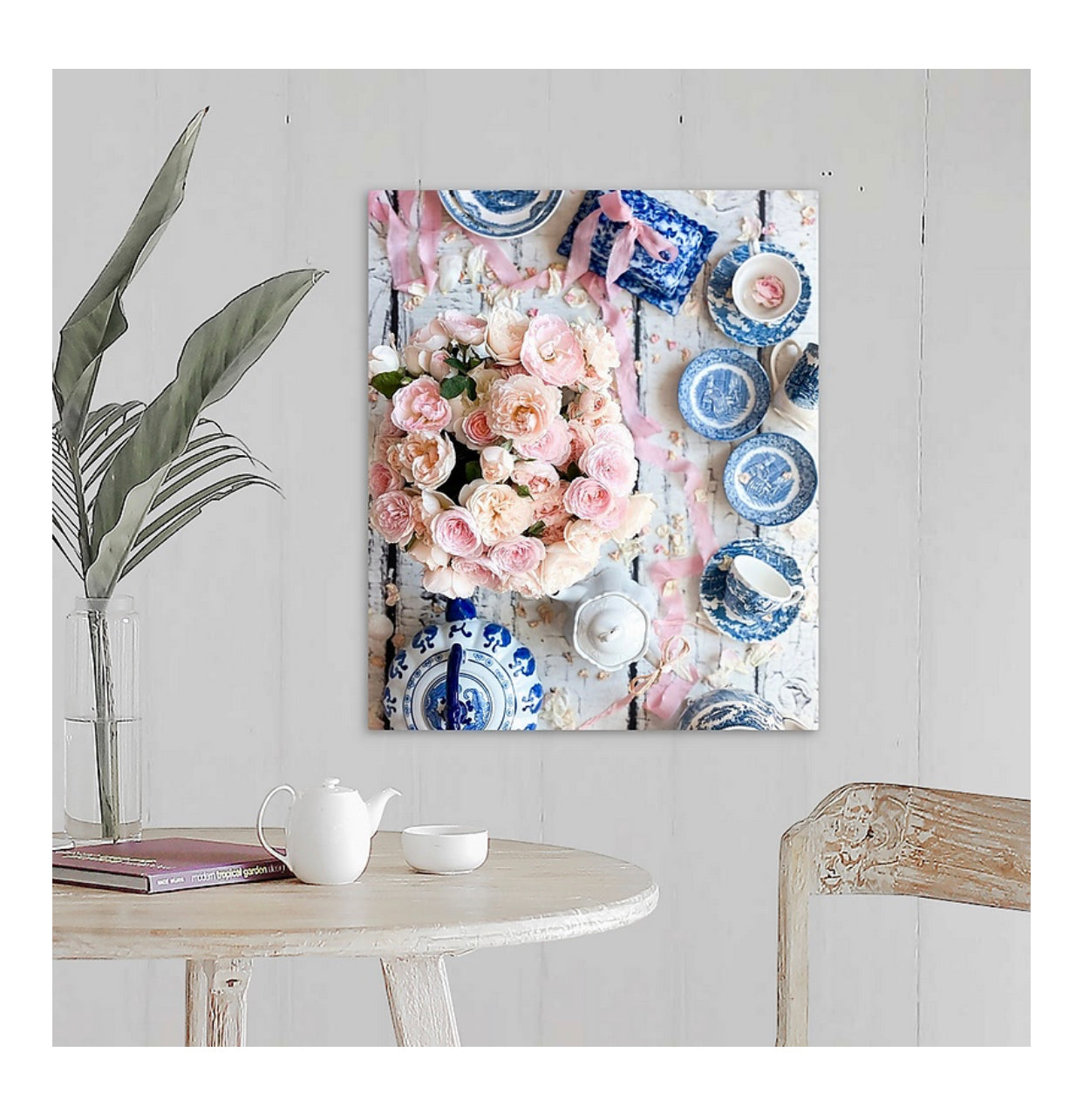 Blush Roses and Chinoiserie Gallery Wrapped Canvas