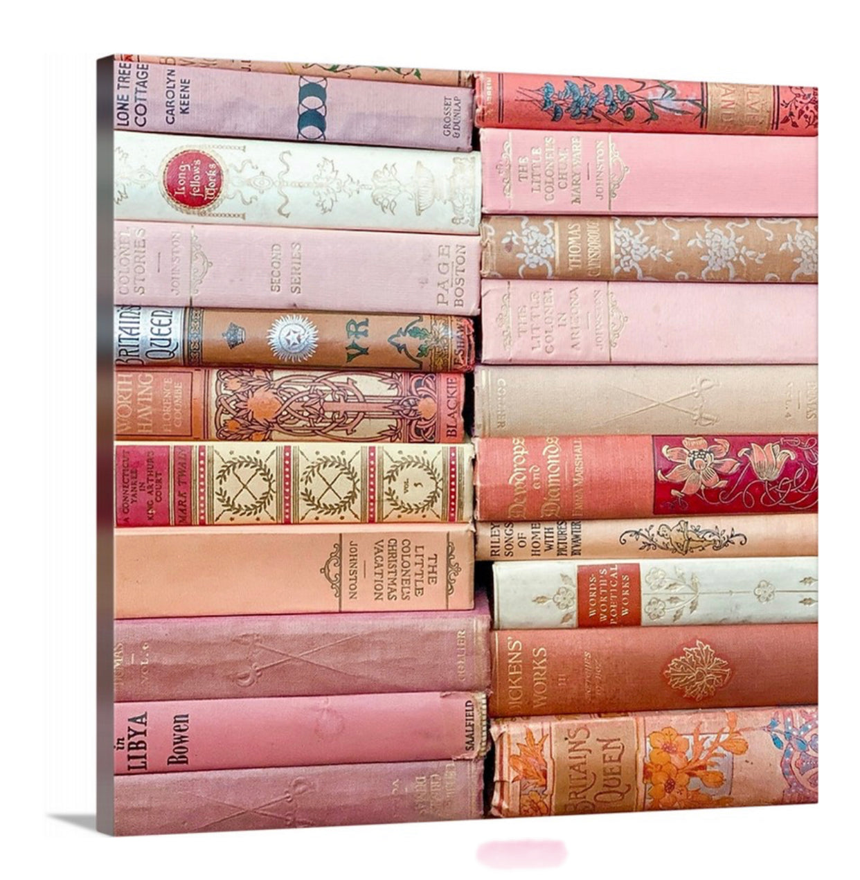Pink Vintage Book Spines Gallery Wrapped Canvas