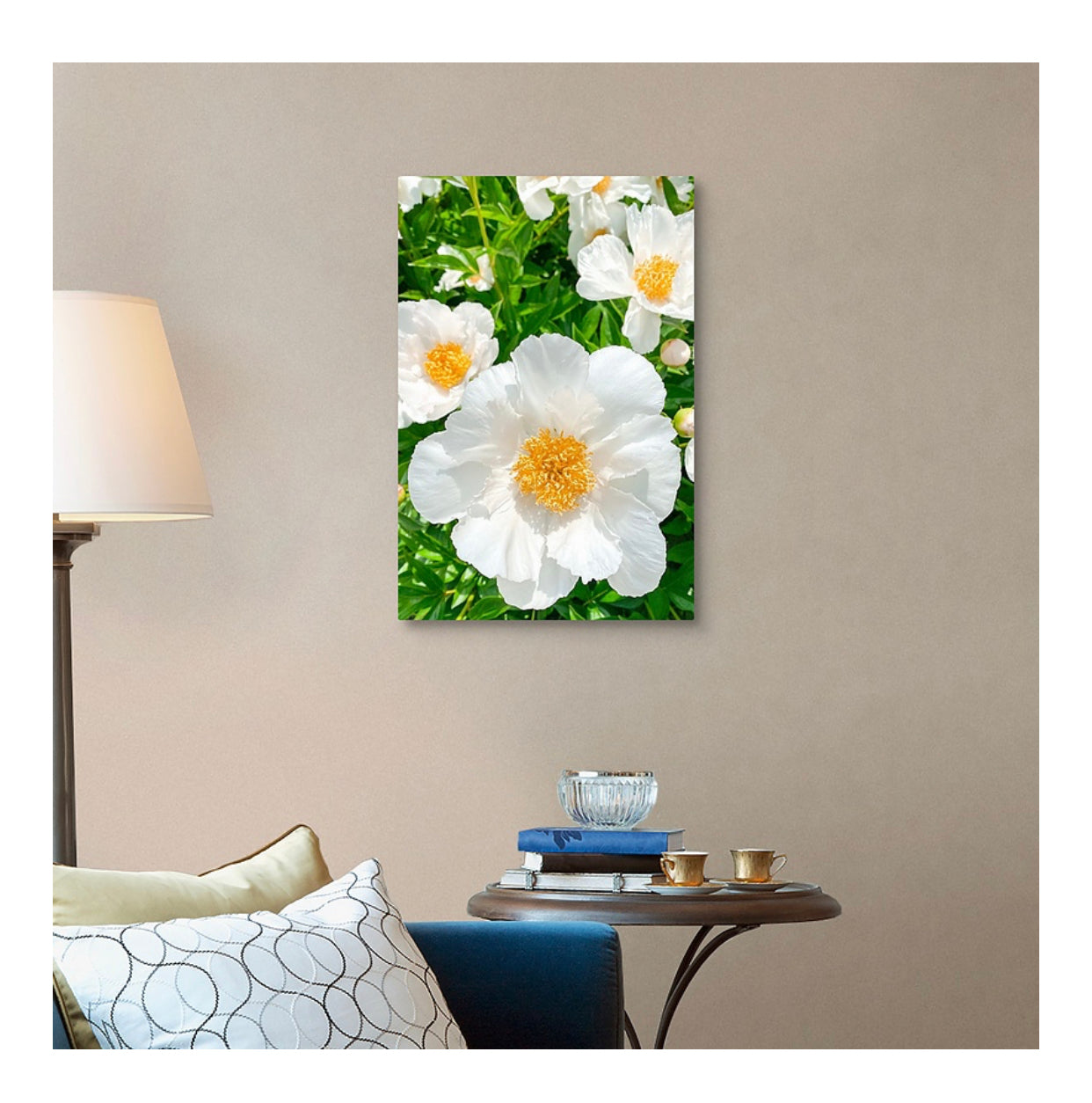 White Peonies Gallery Wrapped Canvas