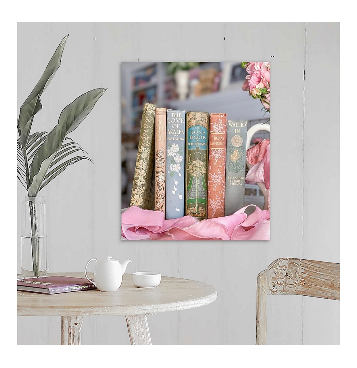 Pastel Floral Book Spines Gallery Wrapped Canvas