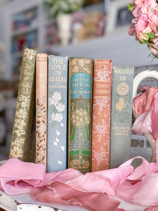 Pastel Floral Book Spines Gallery Wrapped Canvas