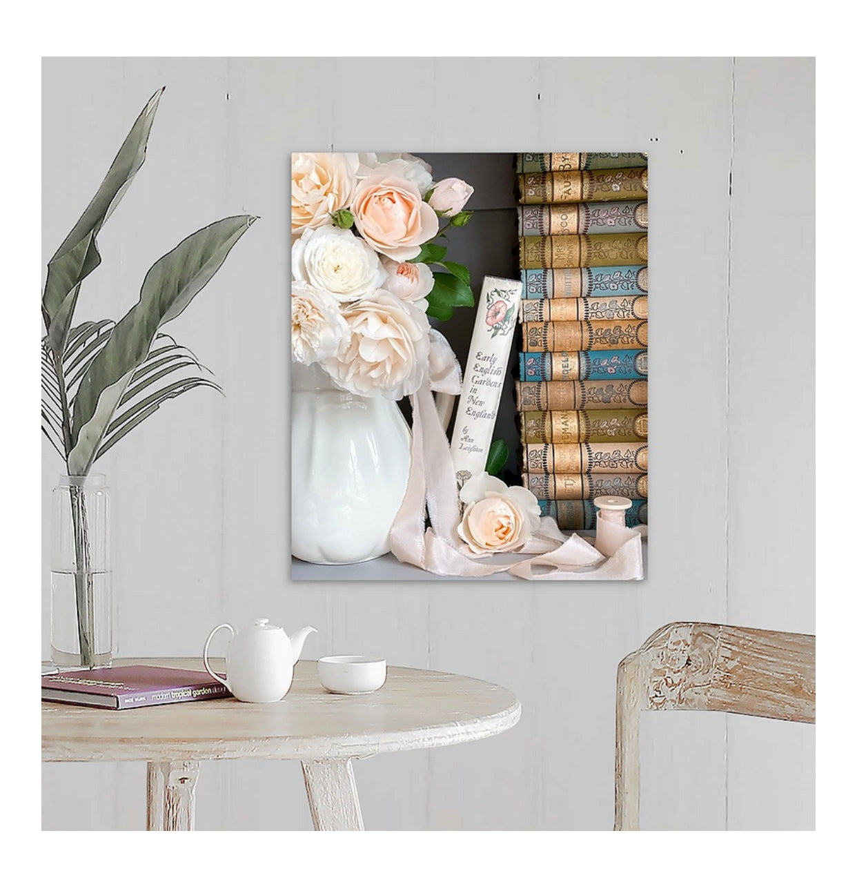 Vintage Poetry Books and Roses Gallery Wrapped Canvas