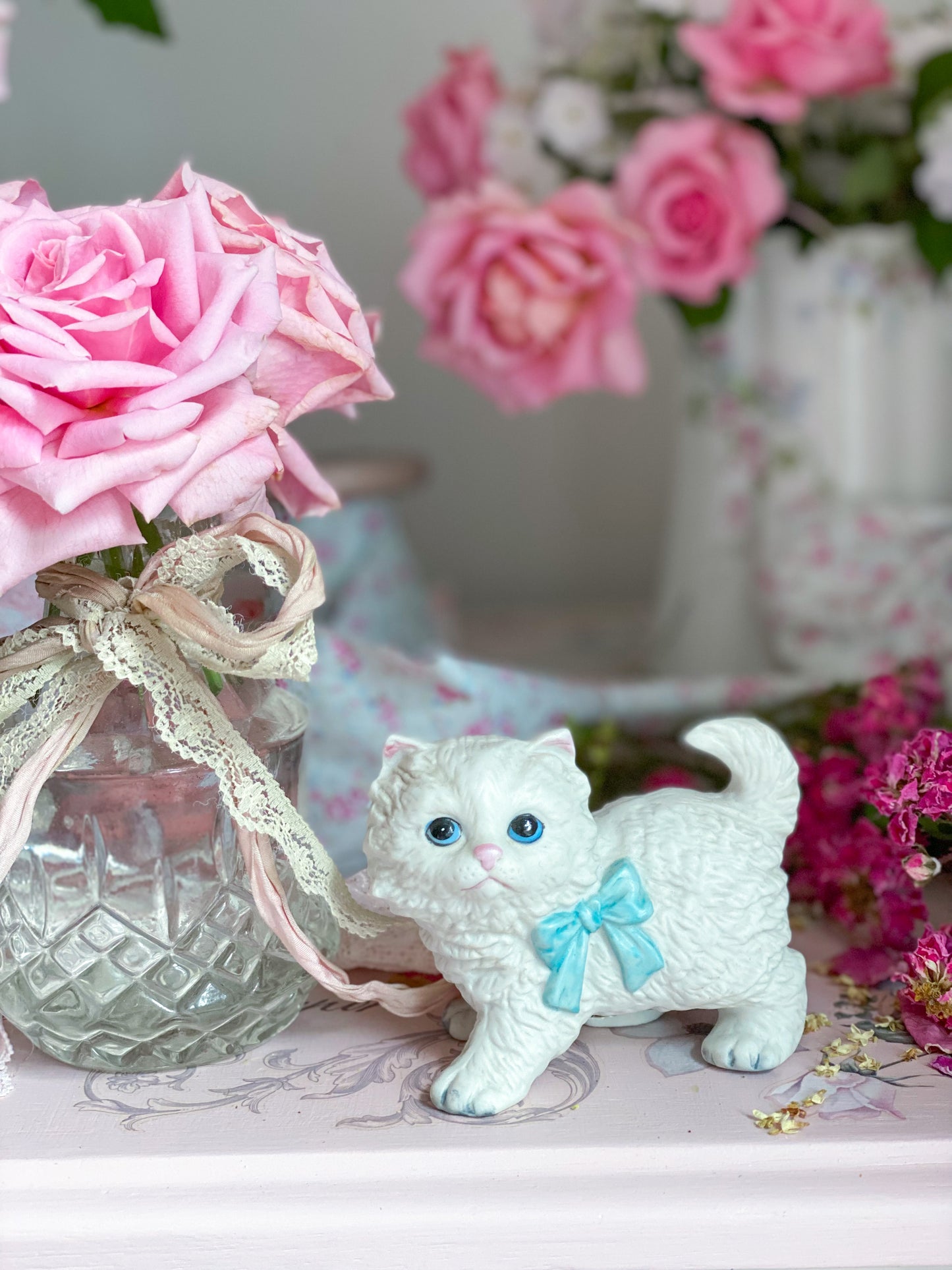 White Persian Cat Figurines
