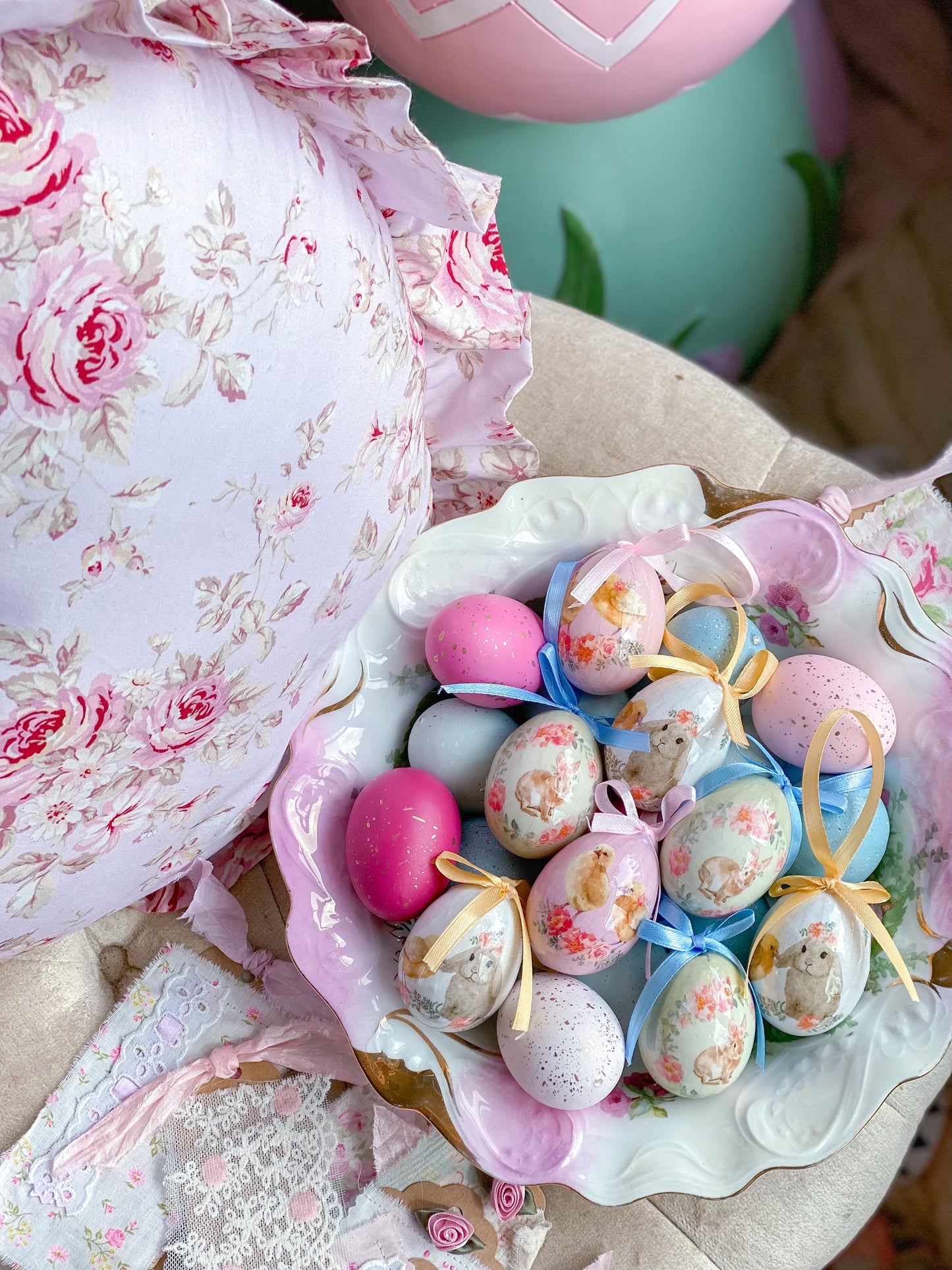 Set of 8 watercolor style Easter egg ornaments
