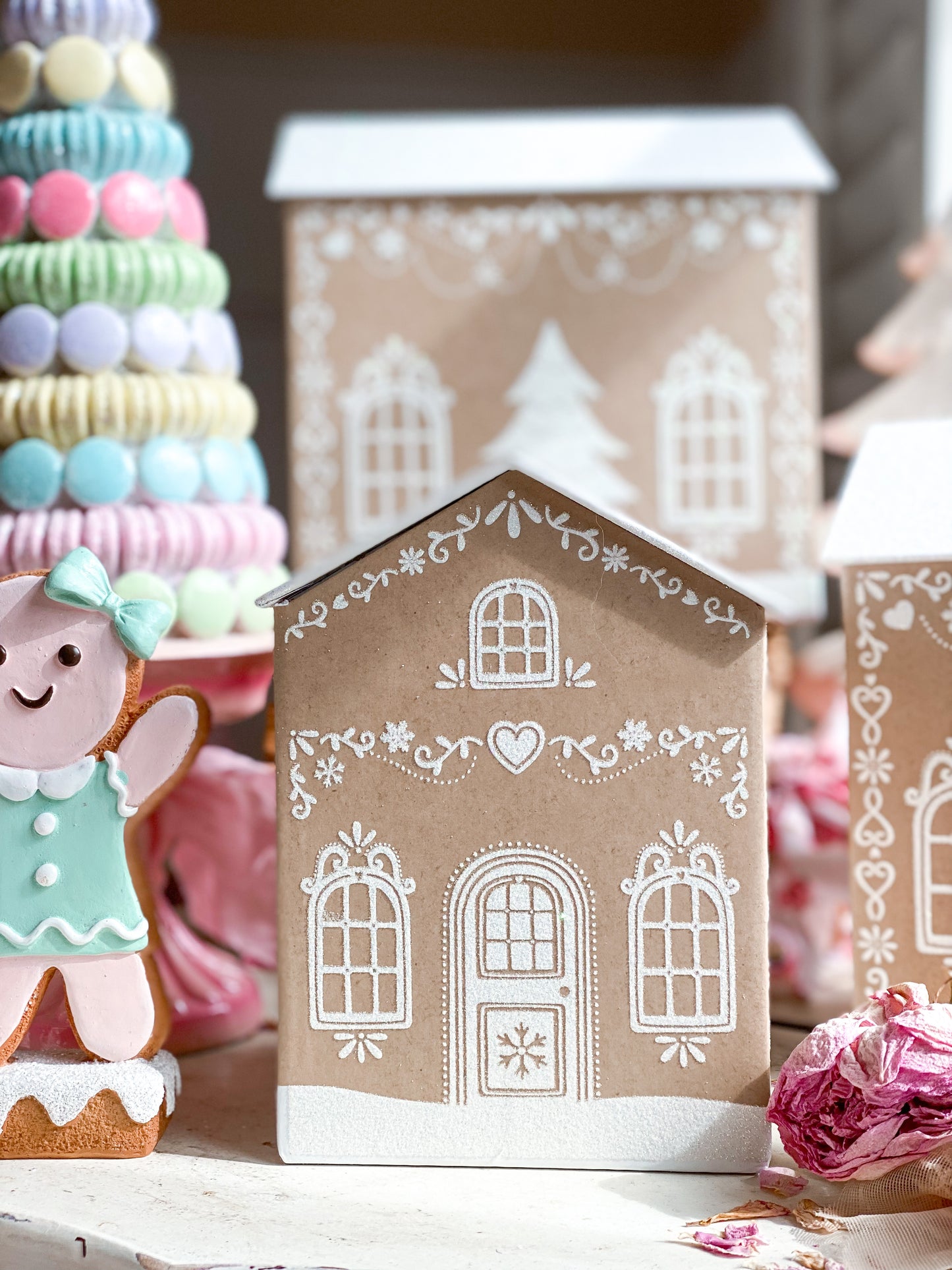 Set of 3 Gingerbread House nesting boxes